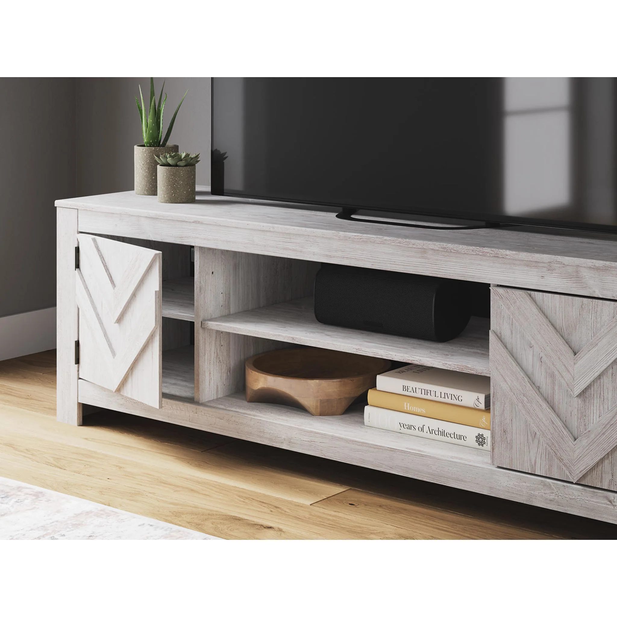 Cayboni TV Stand - Whitewash - Image 8