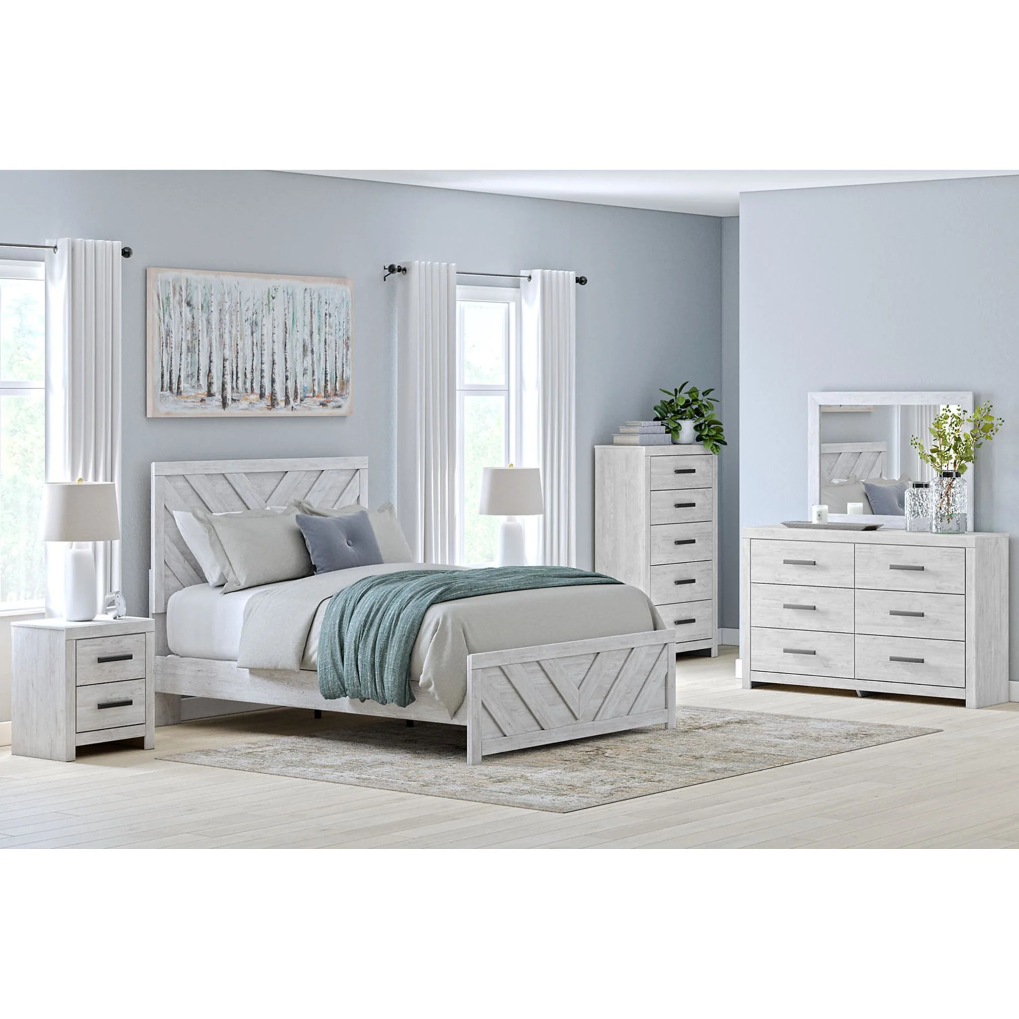 Cayboni Dresser and Mirror - Whitewash - Image 8