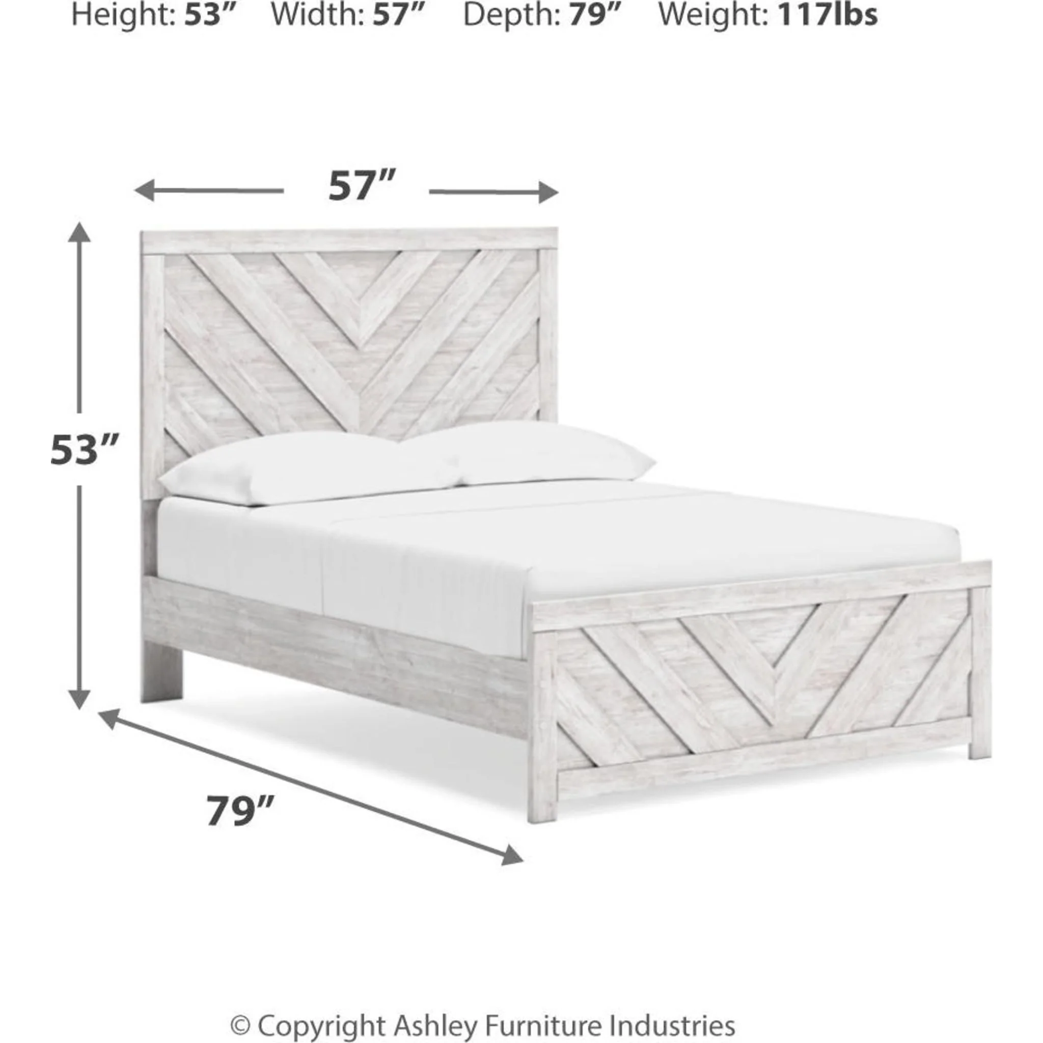 Cayboni Full Panel Bed - Whitewash - Image 14