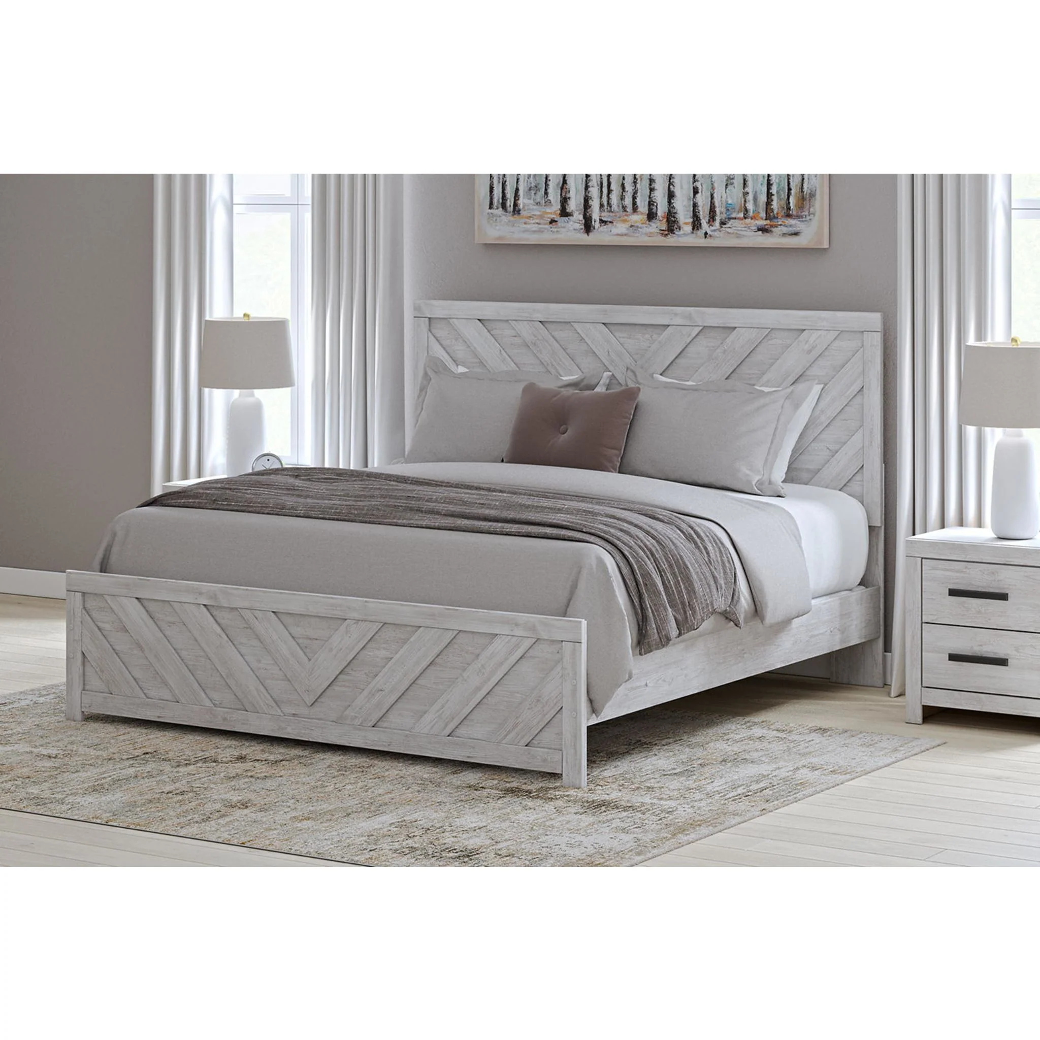 Cayboni King Panel Bed - Whitewash - Image 9