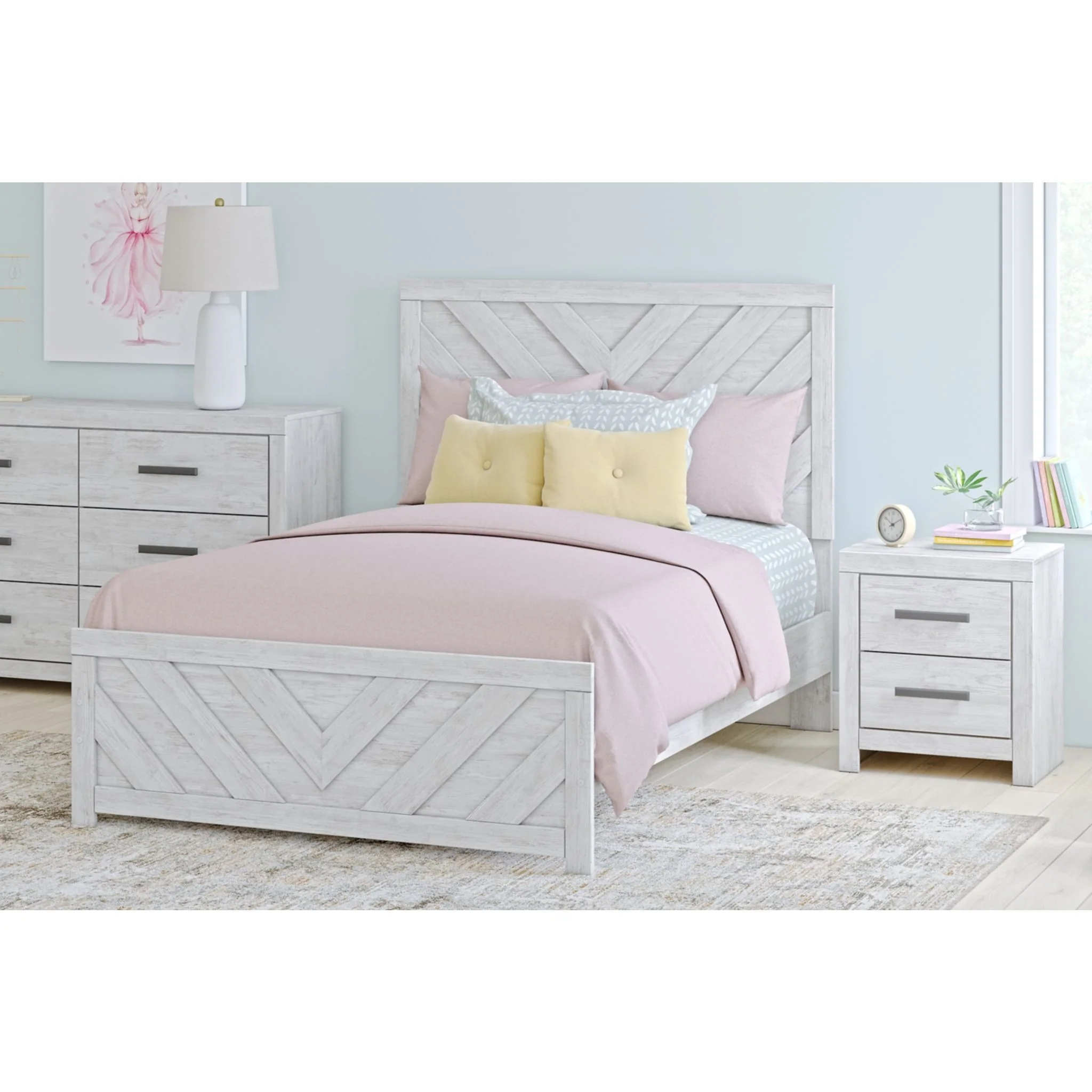 Cayboni Queen Panel Bed - Whitewash - Image 2