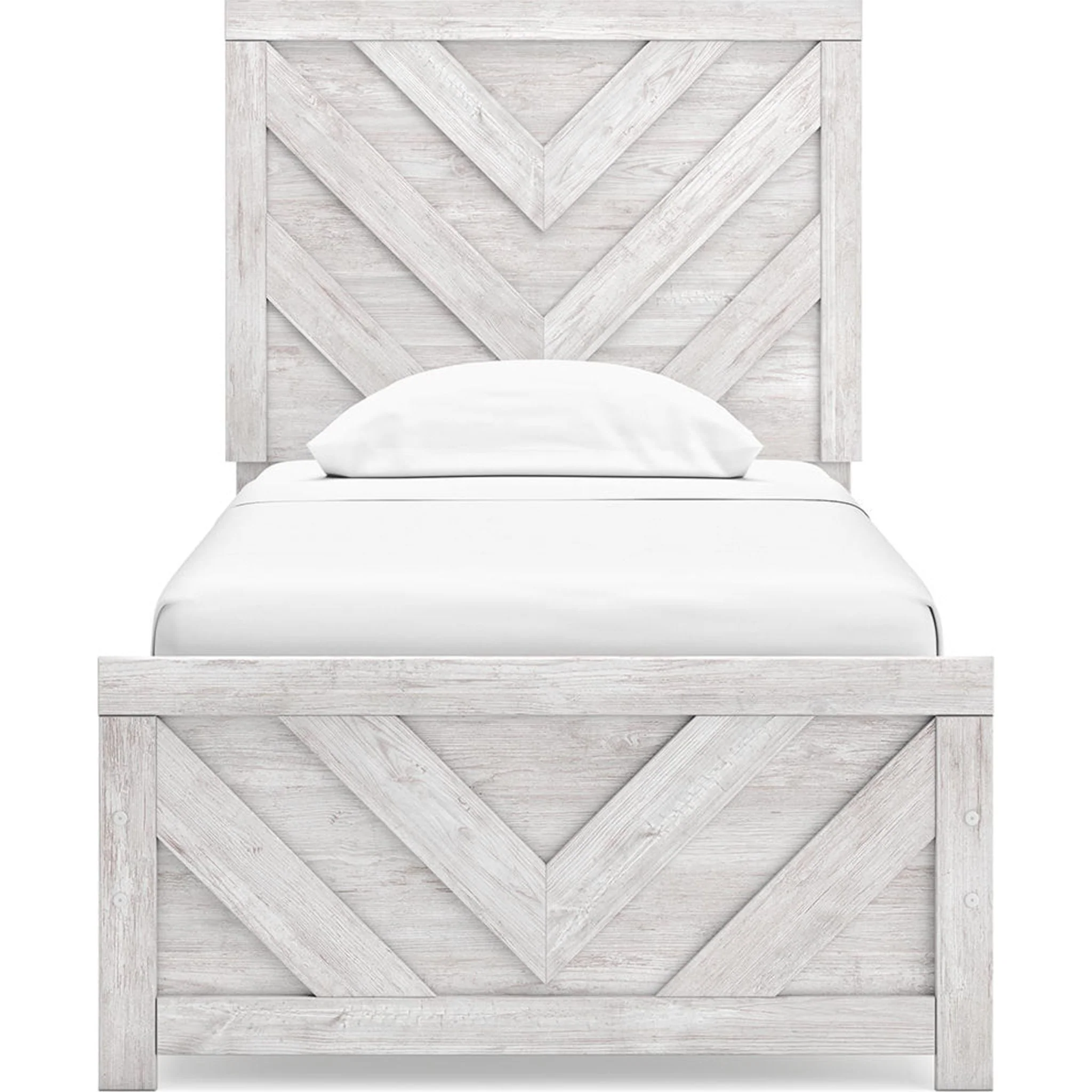 Cayboni Twin Panel Bed - Whitewash - Image 3