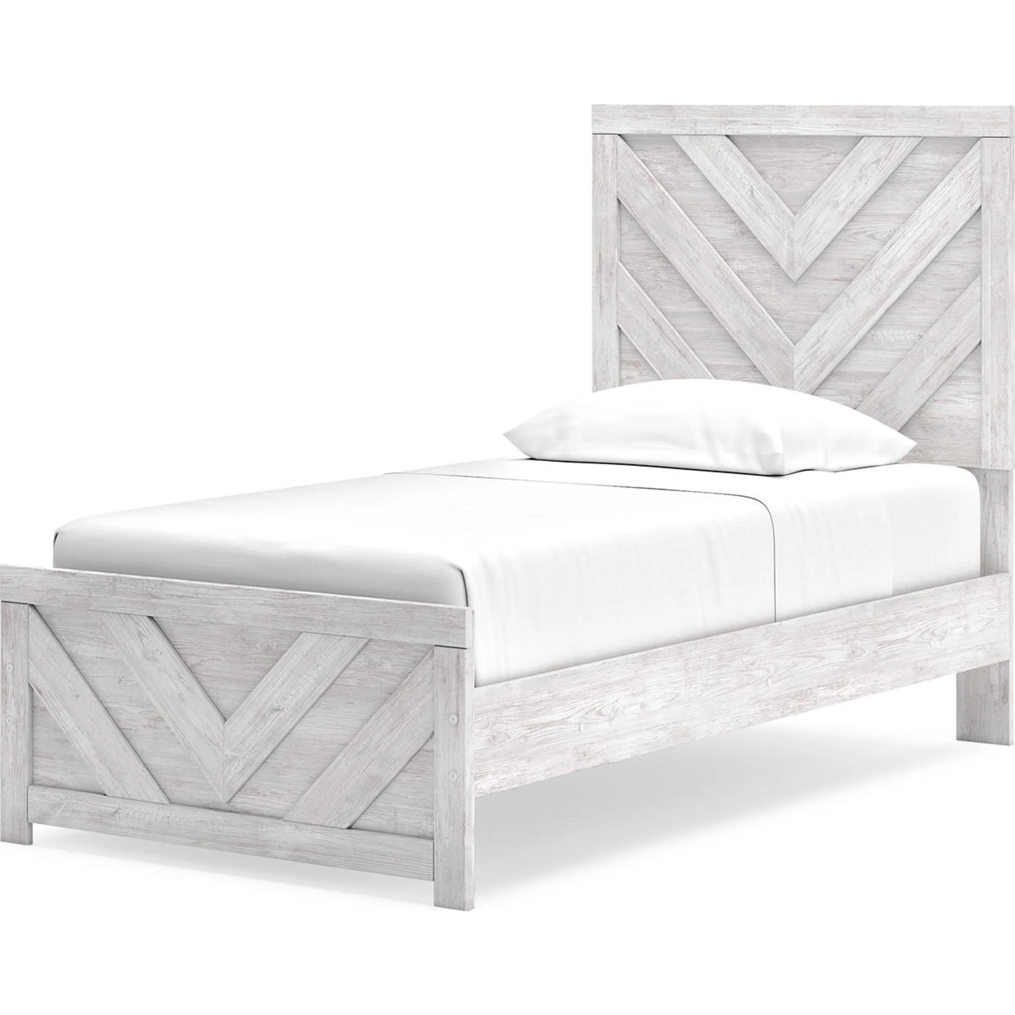 Cayboni Twin Panel Bed - Whitewash - Image 4