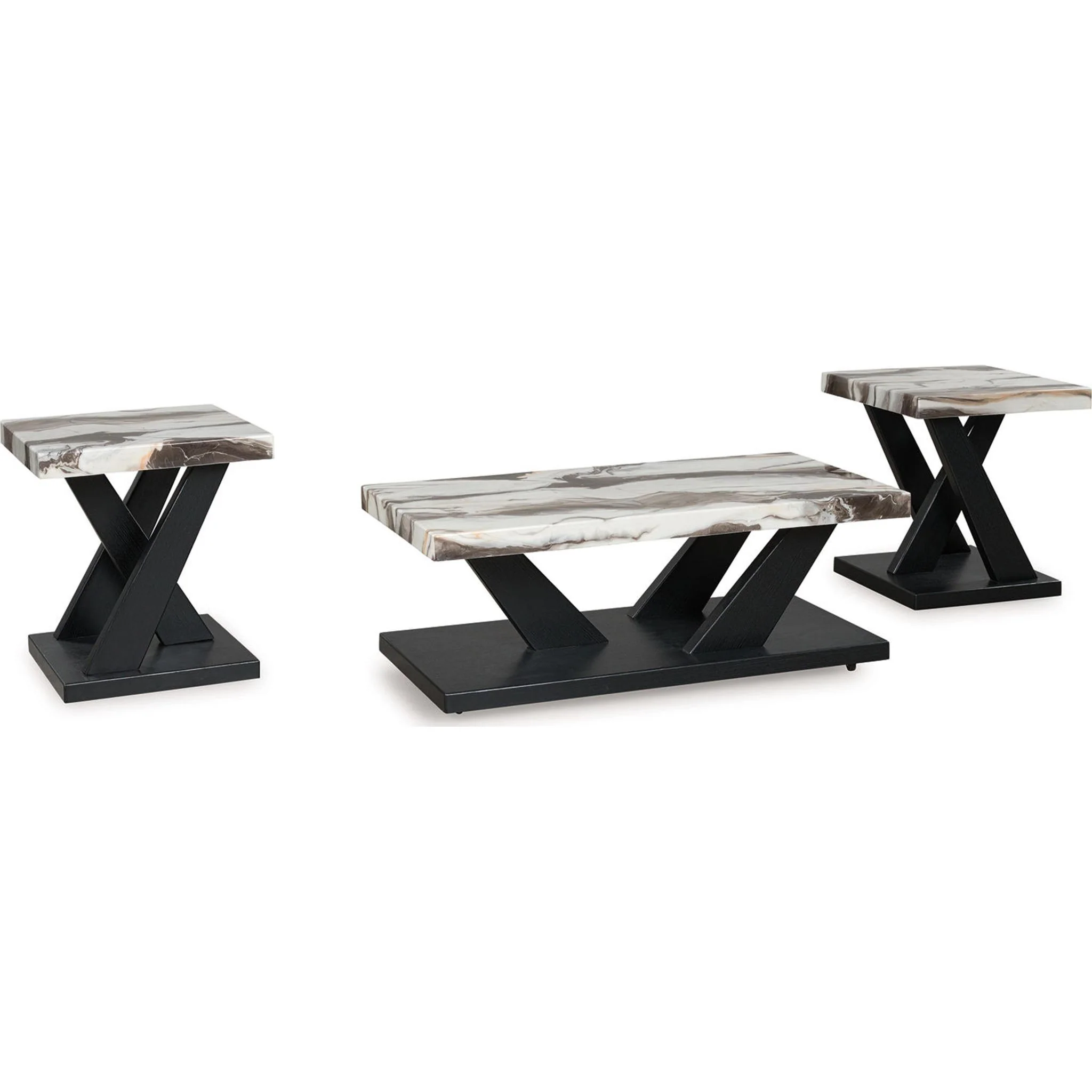 Cendill 3 Pack Tables - Dark Brown/White/Black