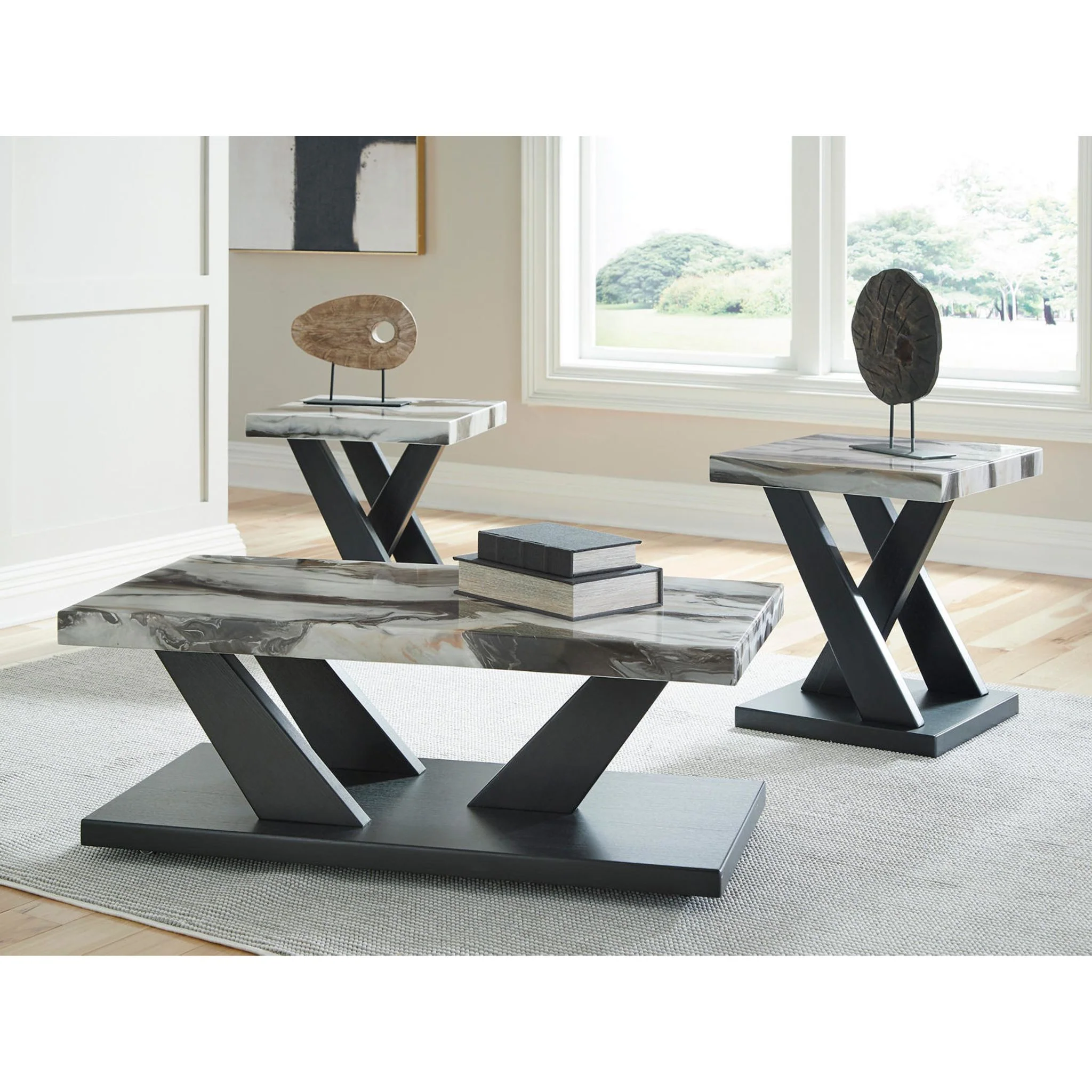 Cendill 3 Pack Tables - Dark Brown/White/Black - Image 2