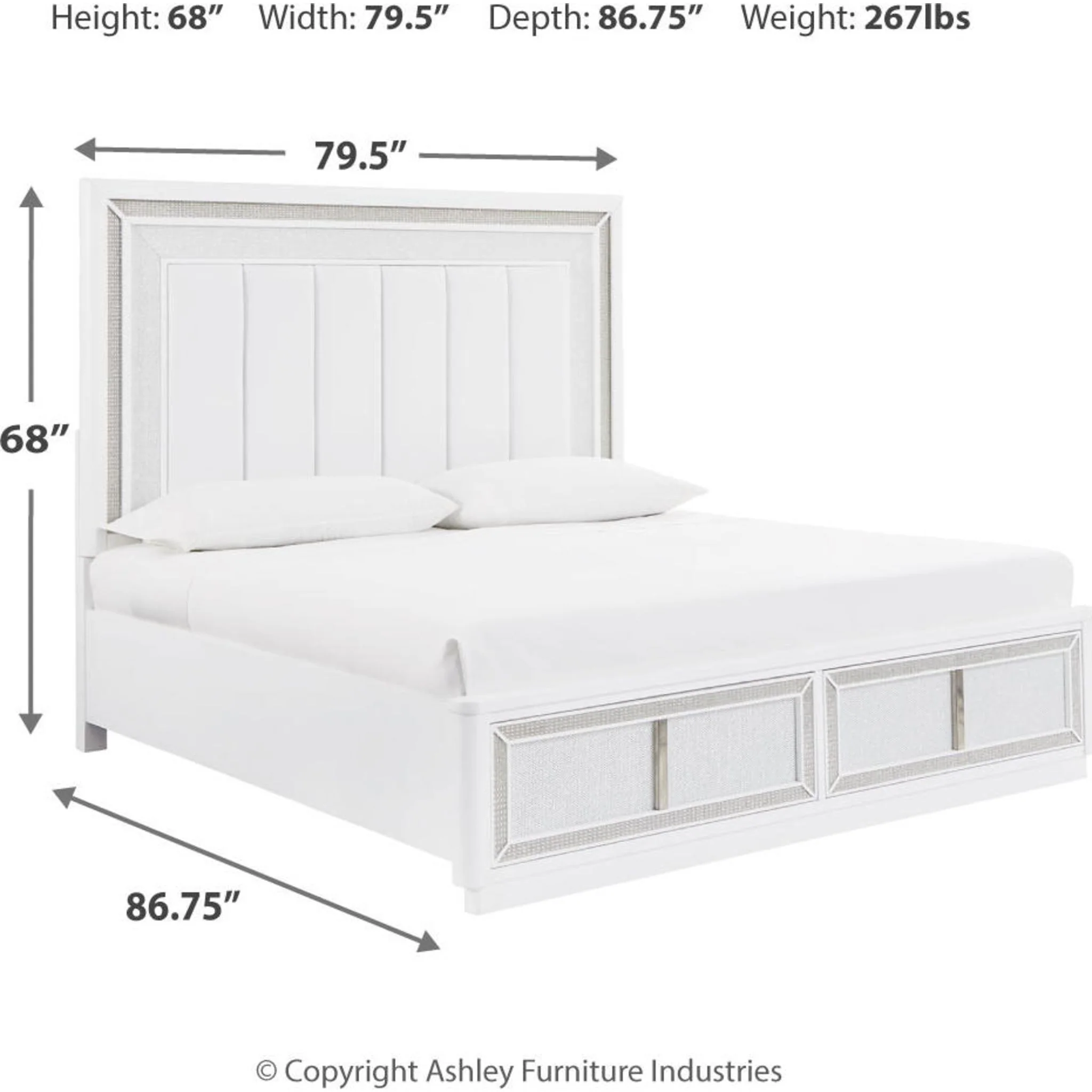 Chalanna 6 Piece King Storage Bedroom - White - Image 7