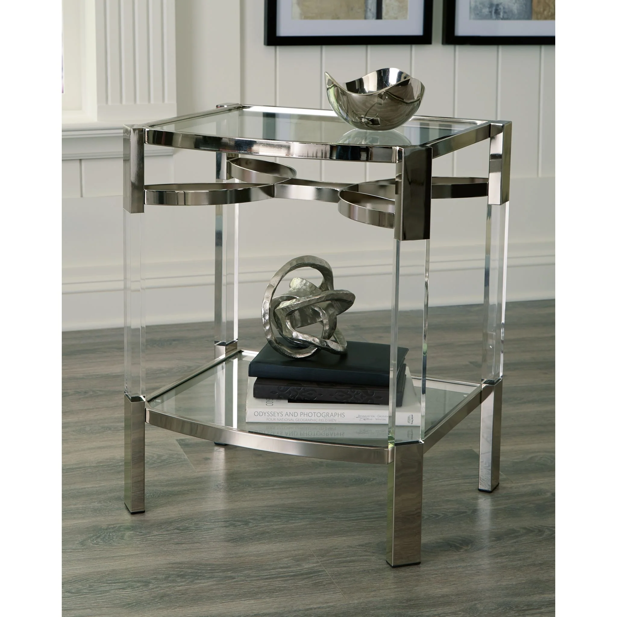 Chaseton Accent Table - Clear/Silver Finish - Image 2