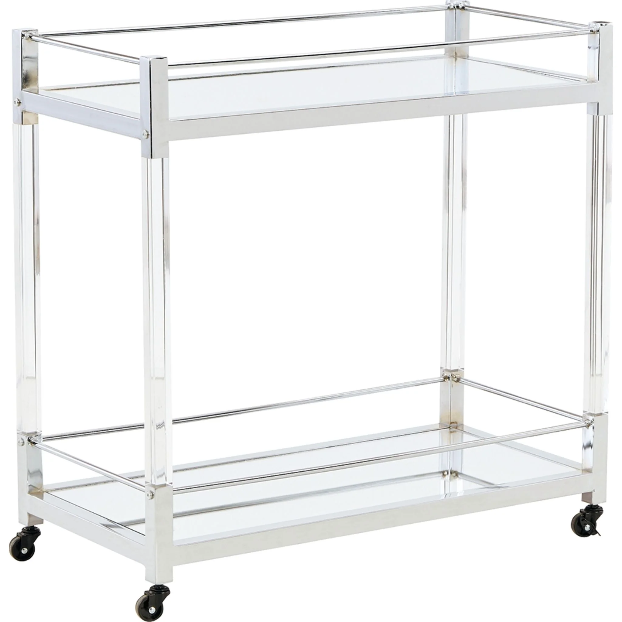 Chaseton Bar Cart - Clear/Silver Finish