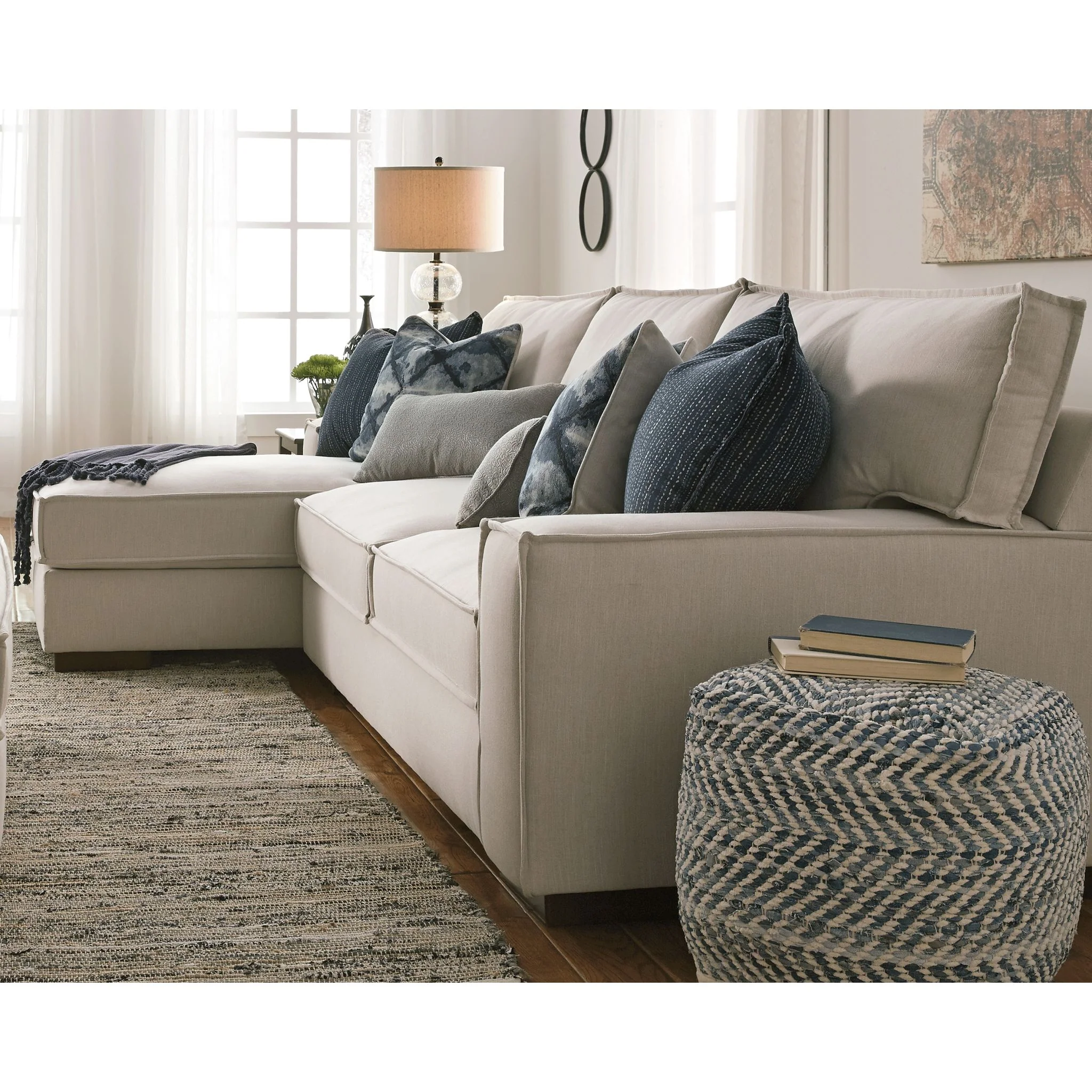 Chevron Pouf - Blue - Image 4