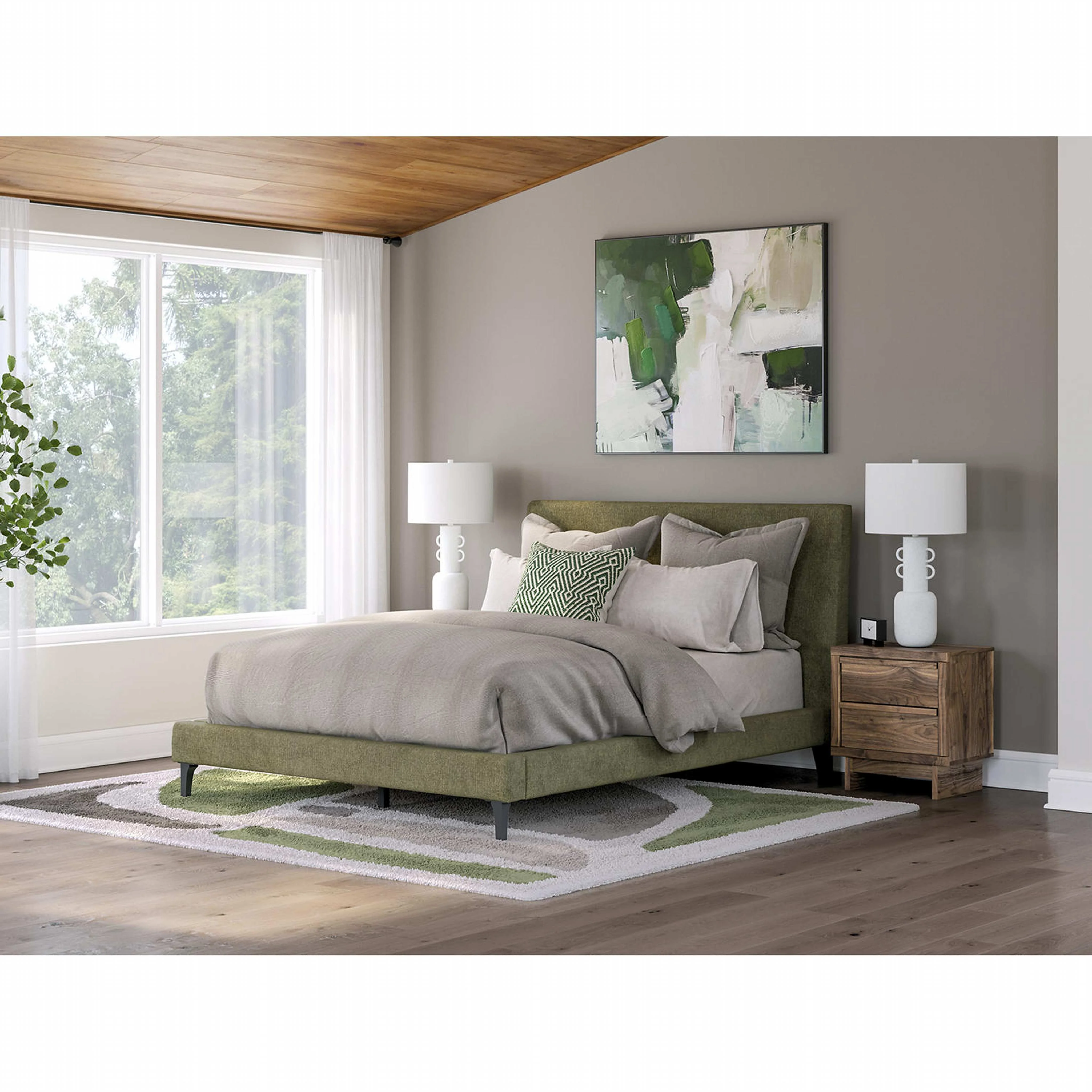 Chirason Upholstered Bed - Sage Green - Image 2