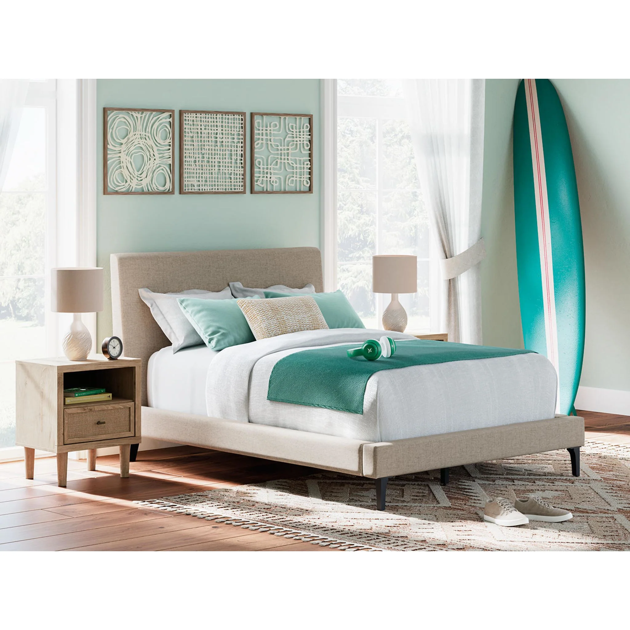Cielden Full Upholstered Bed - Soft Gray - Image 11