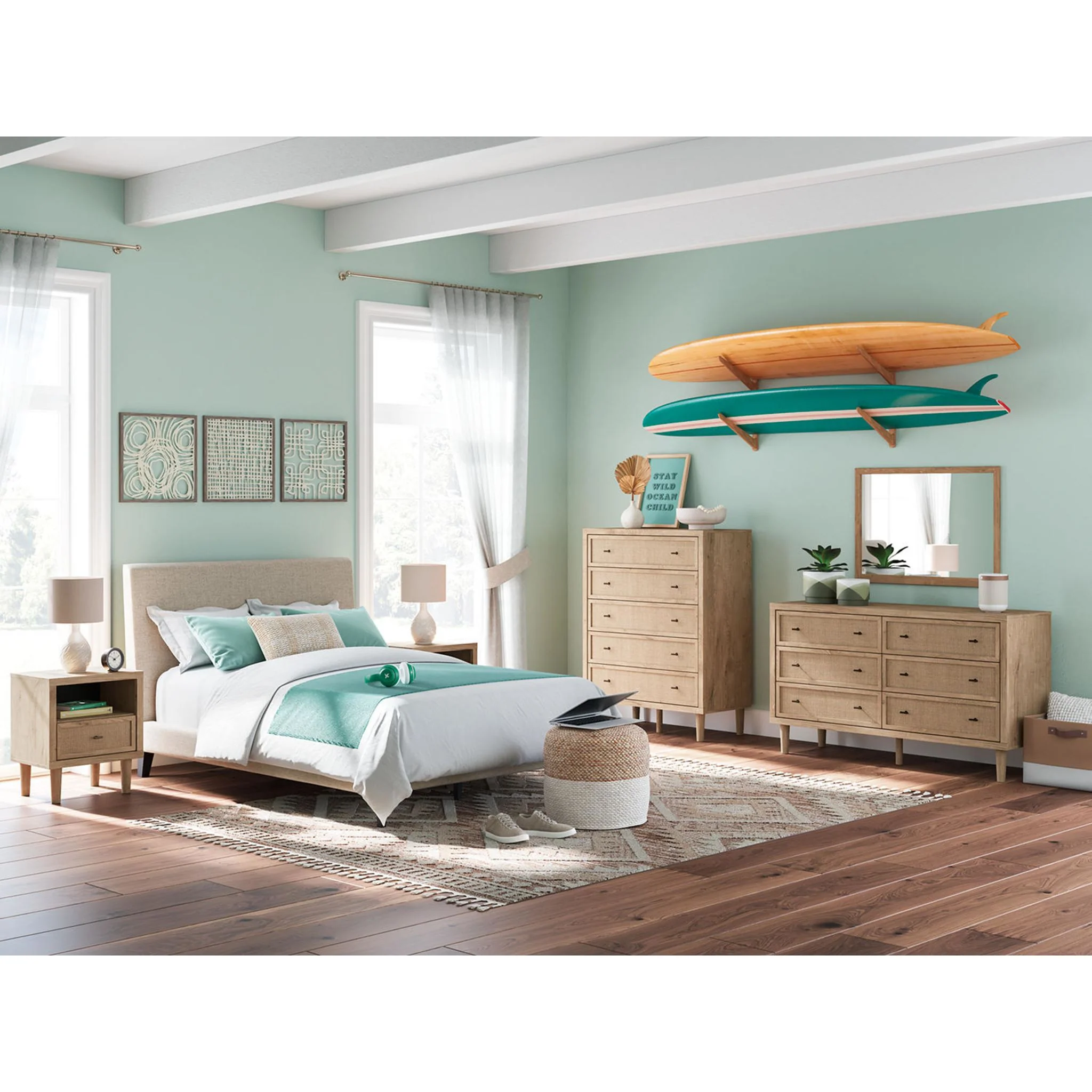 Cielden Full Upholstered Bed - Soft Gray - Image 3