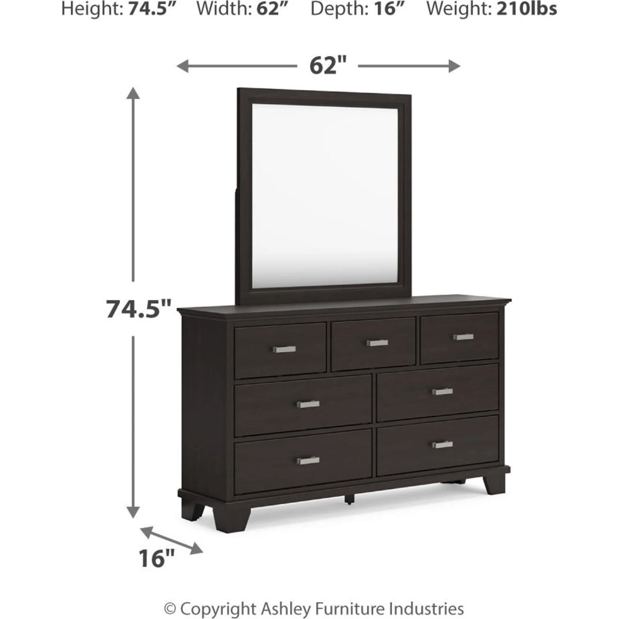 Covetown Dresser and Mirror - Dark Brown - Image 8