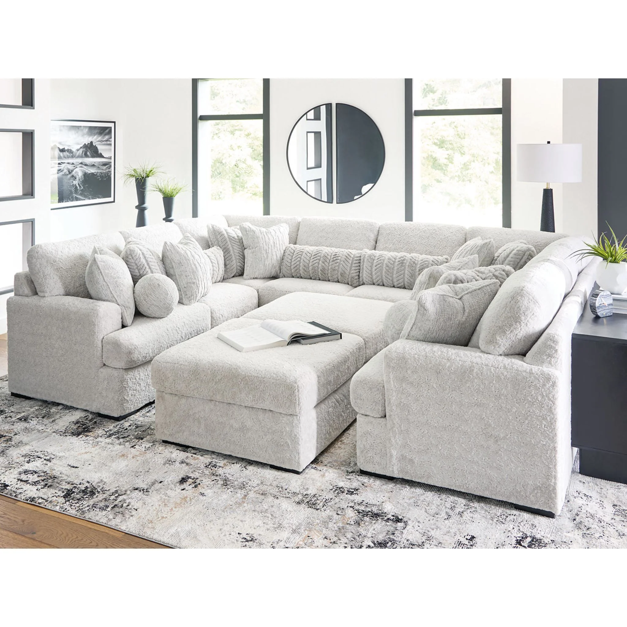 Cuddle Plush 8 Piece Modular Sectional with Ottomans - Arctic - Image 2