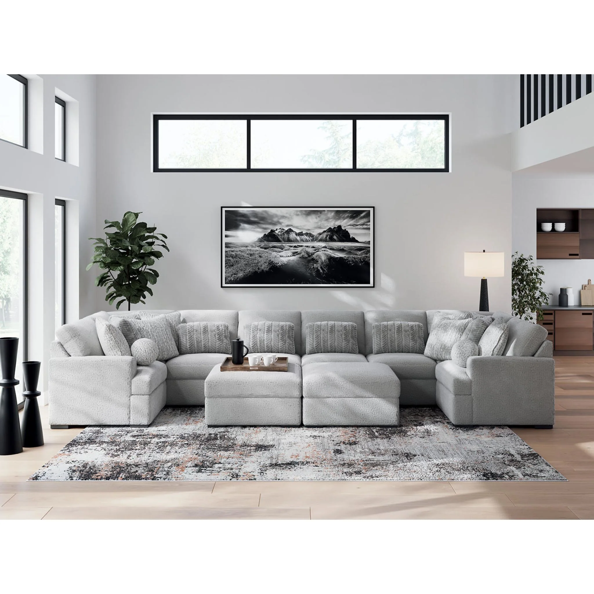 Cuddle Plush 8 Piece Modular Sectional with Ottomans - Arctic - Image 32