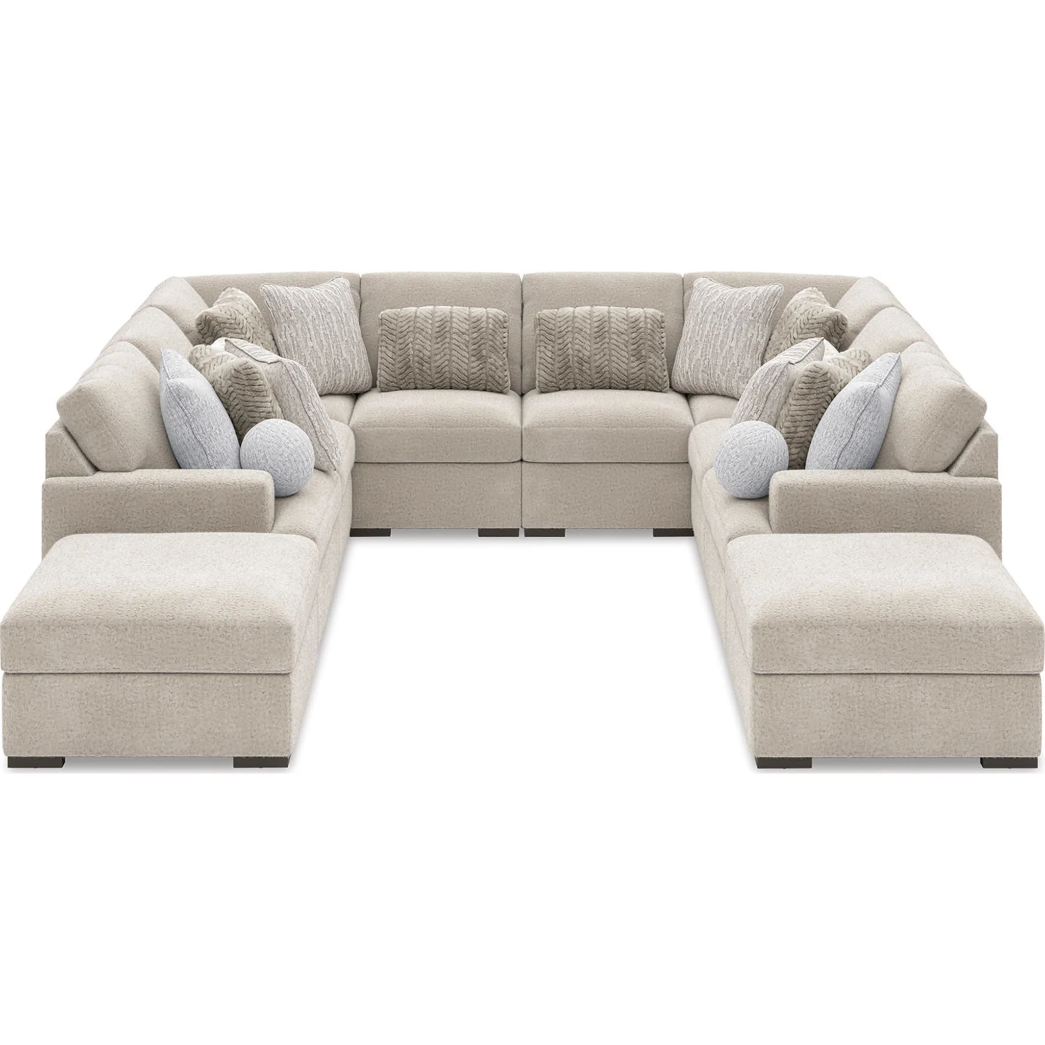 Cuddle Plush 8 Piece Modular Sectional with Ottomans - Arctic - Image 5