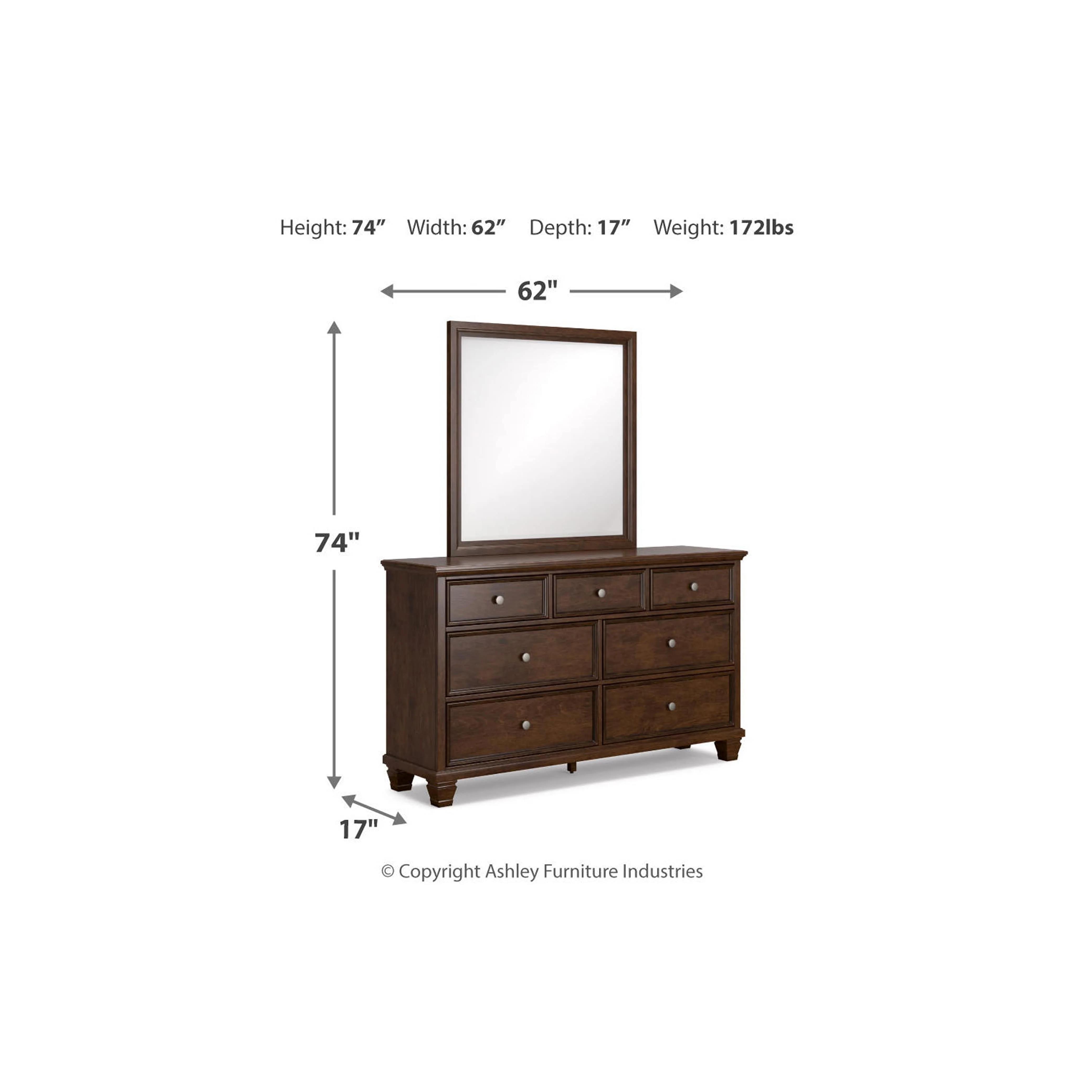 Danabrin 6 Piece Panel Bedroom - Brown - Image 58