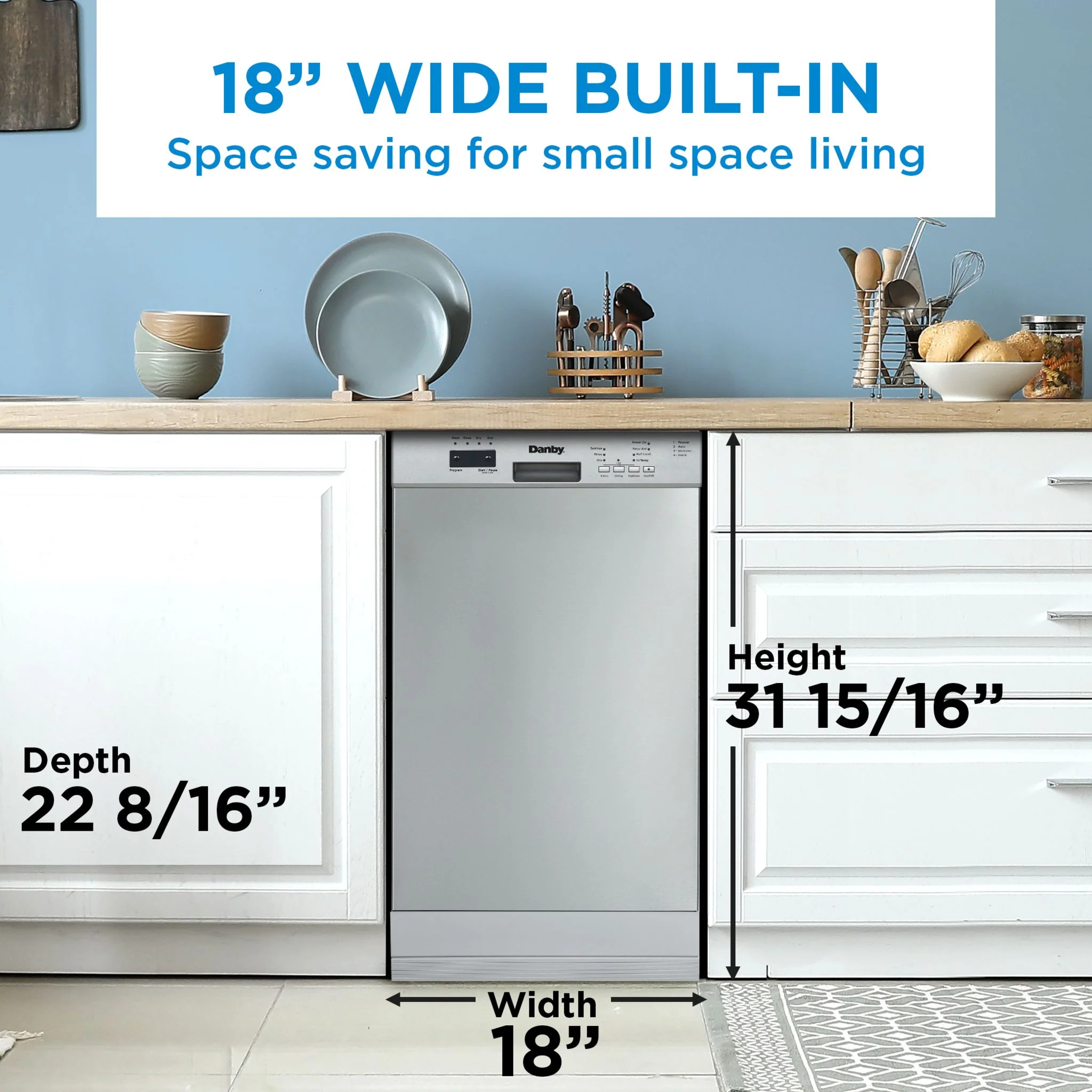 Danby 18? Wide Built-in Dishwasher  -Stainless Steel (DDW18D1ESS) - Image 9