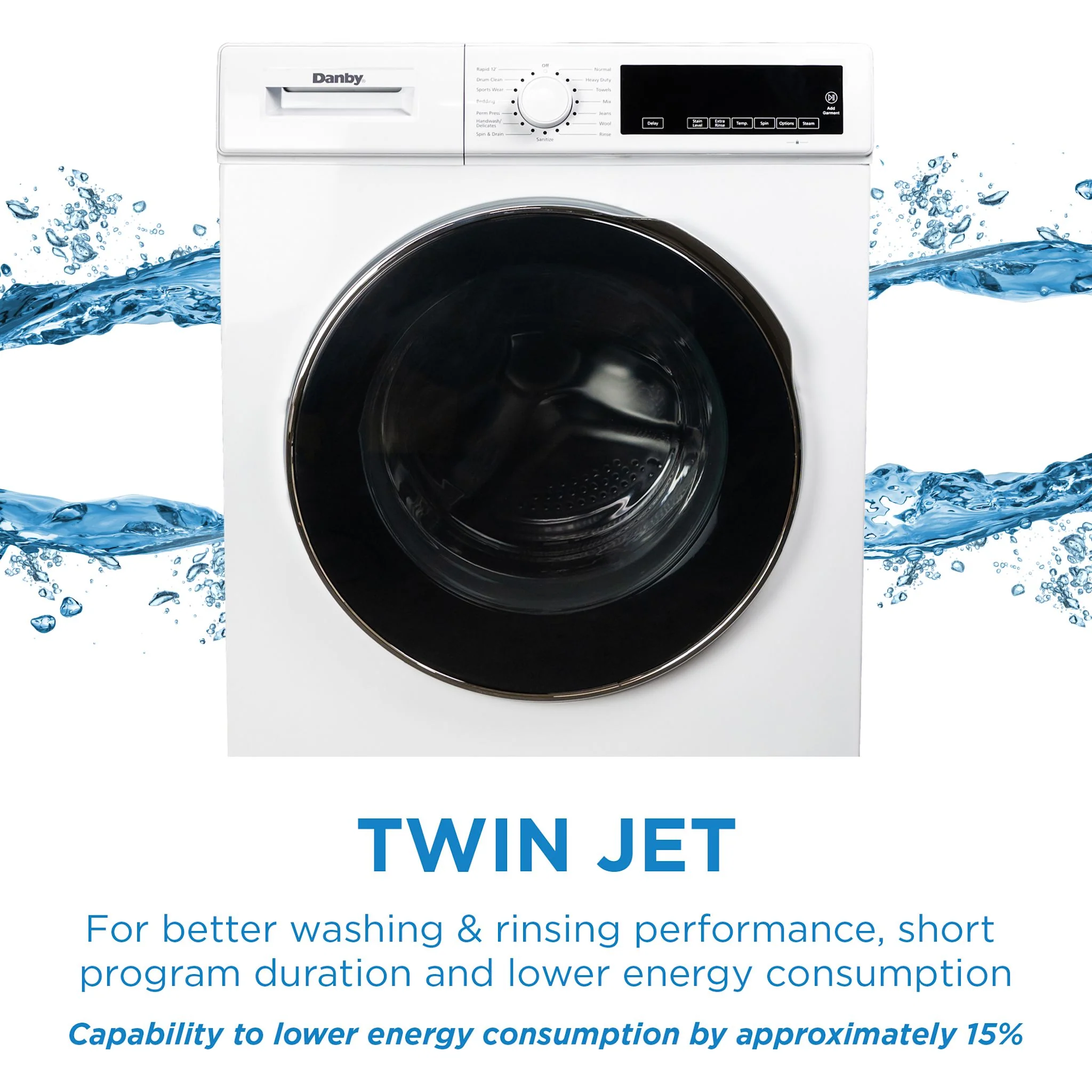 Danby 24-inch, 2.2 cu. ft. Stackable Front Load Washer with Steam in  -White (DWM022D3WDB) - Image 8