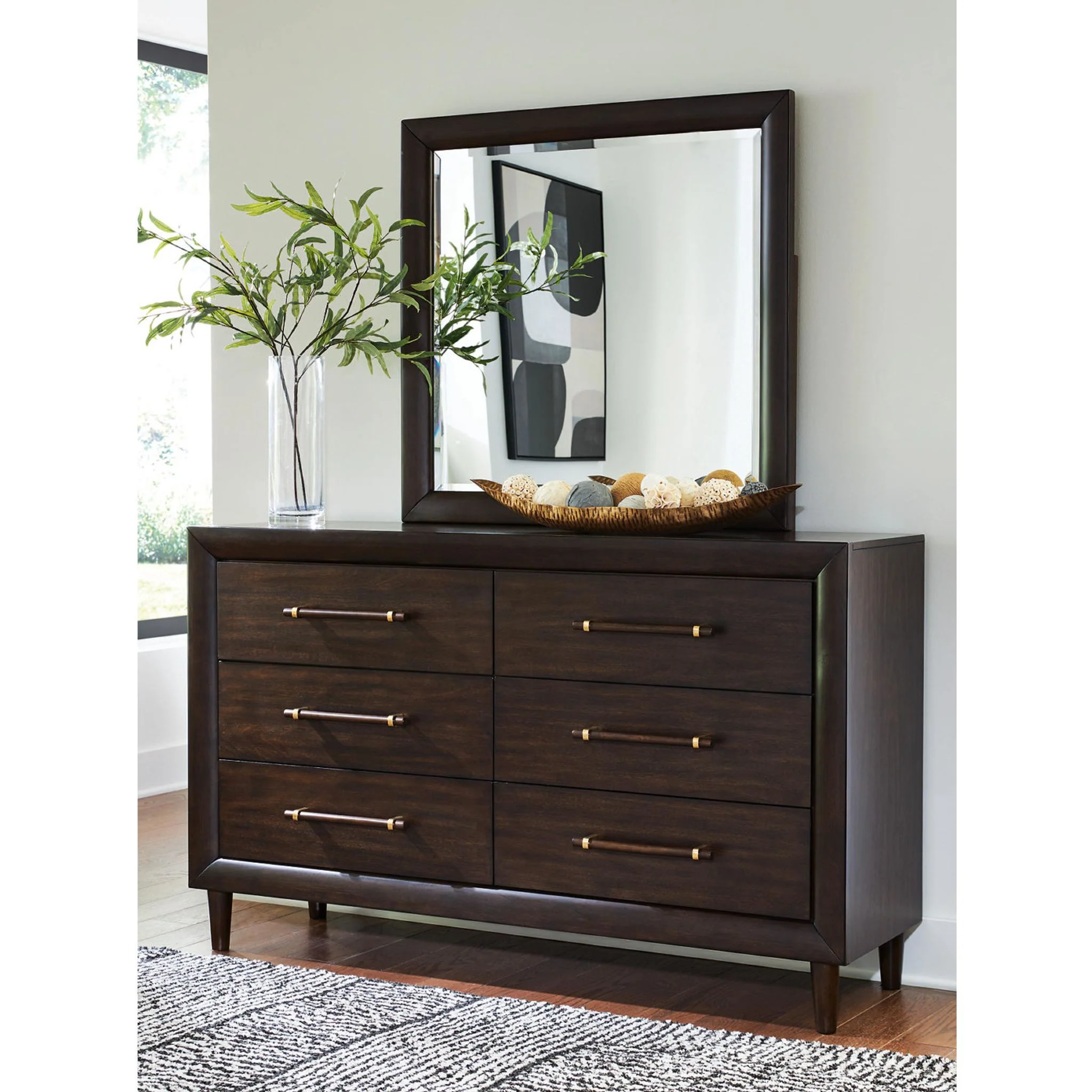 Dantenton Dresser and Mirror - Merlot - Image 2
