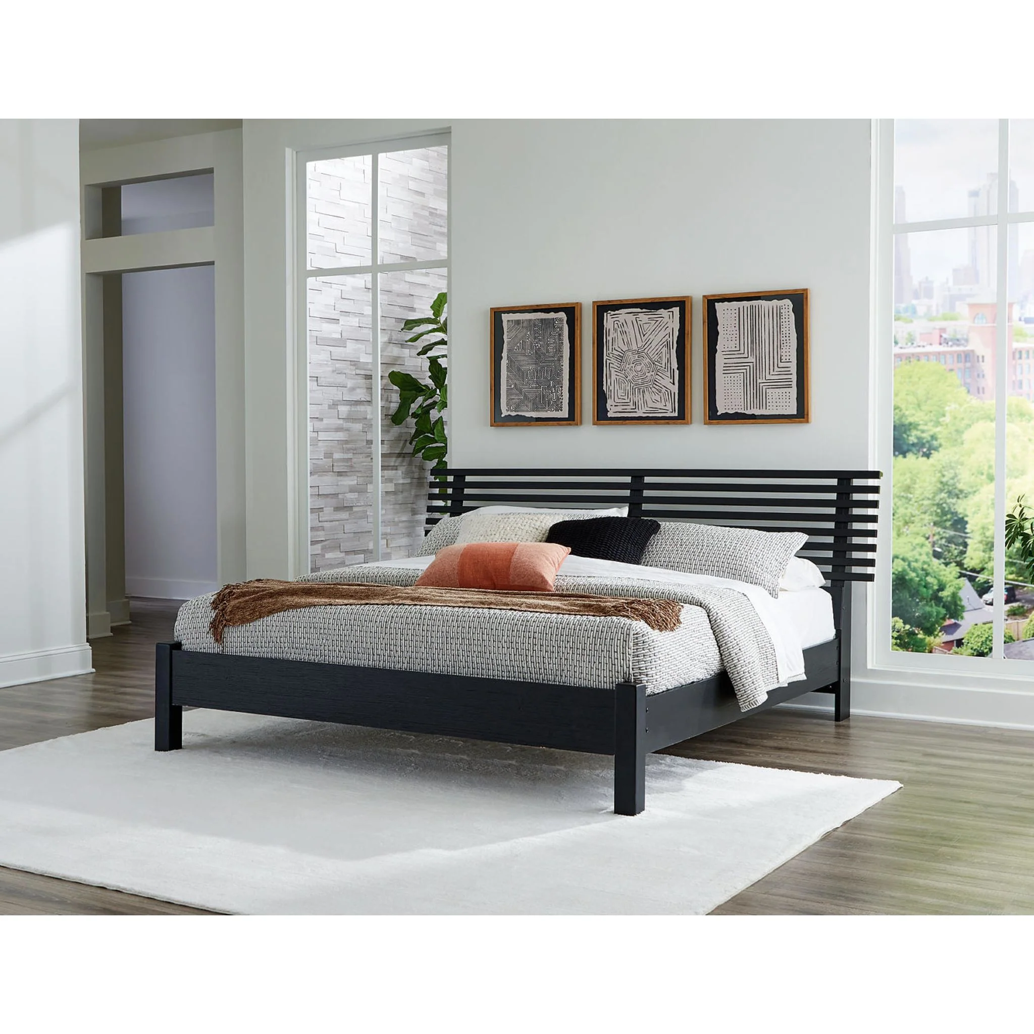 Danziar 6 Piece Slat Platform Bedroom - Black - Image 13
