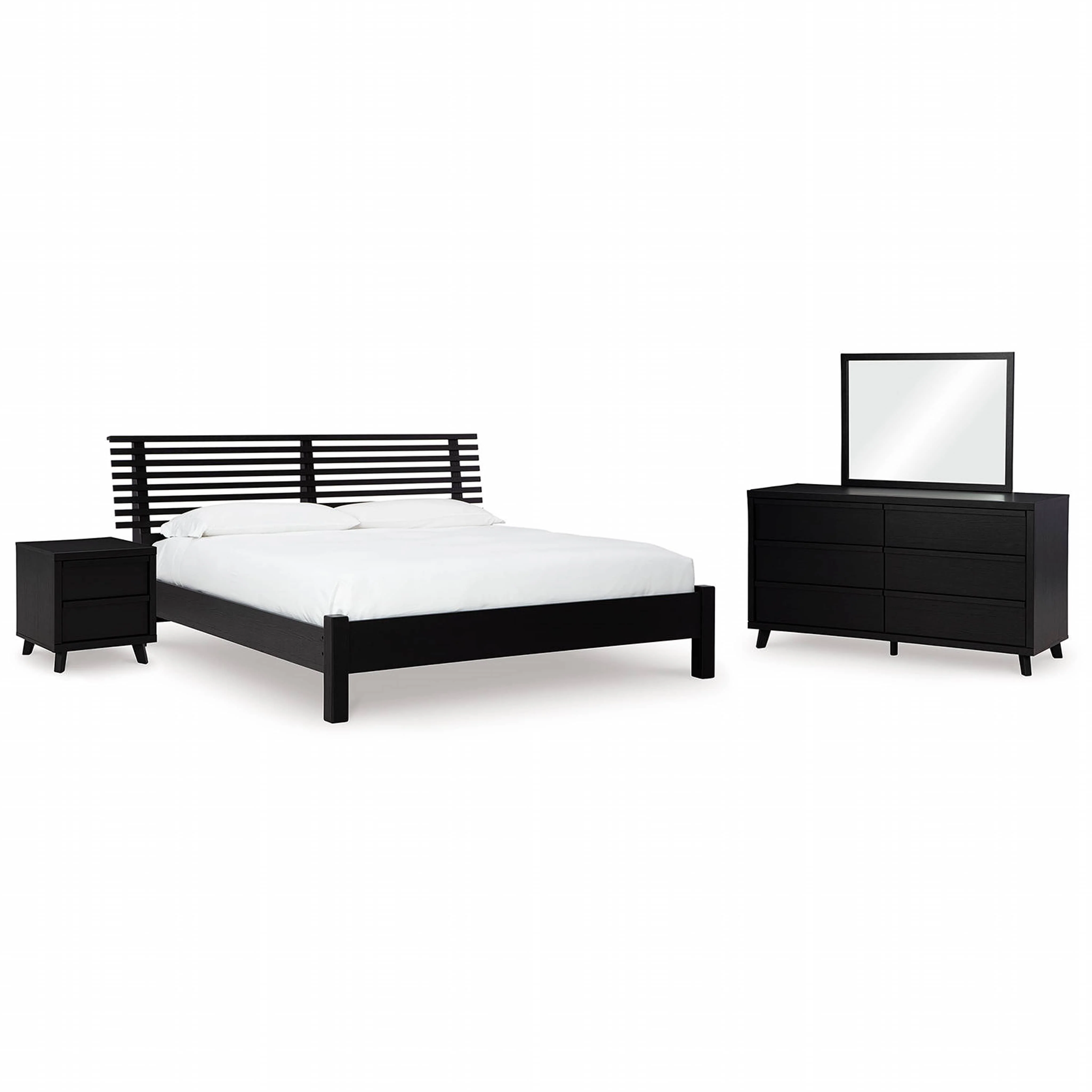Danziar 6 Piece Slat Platform Bedroom - Black - Image 23