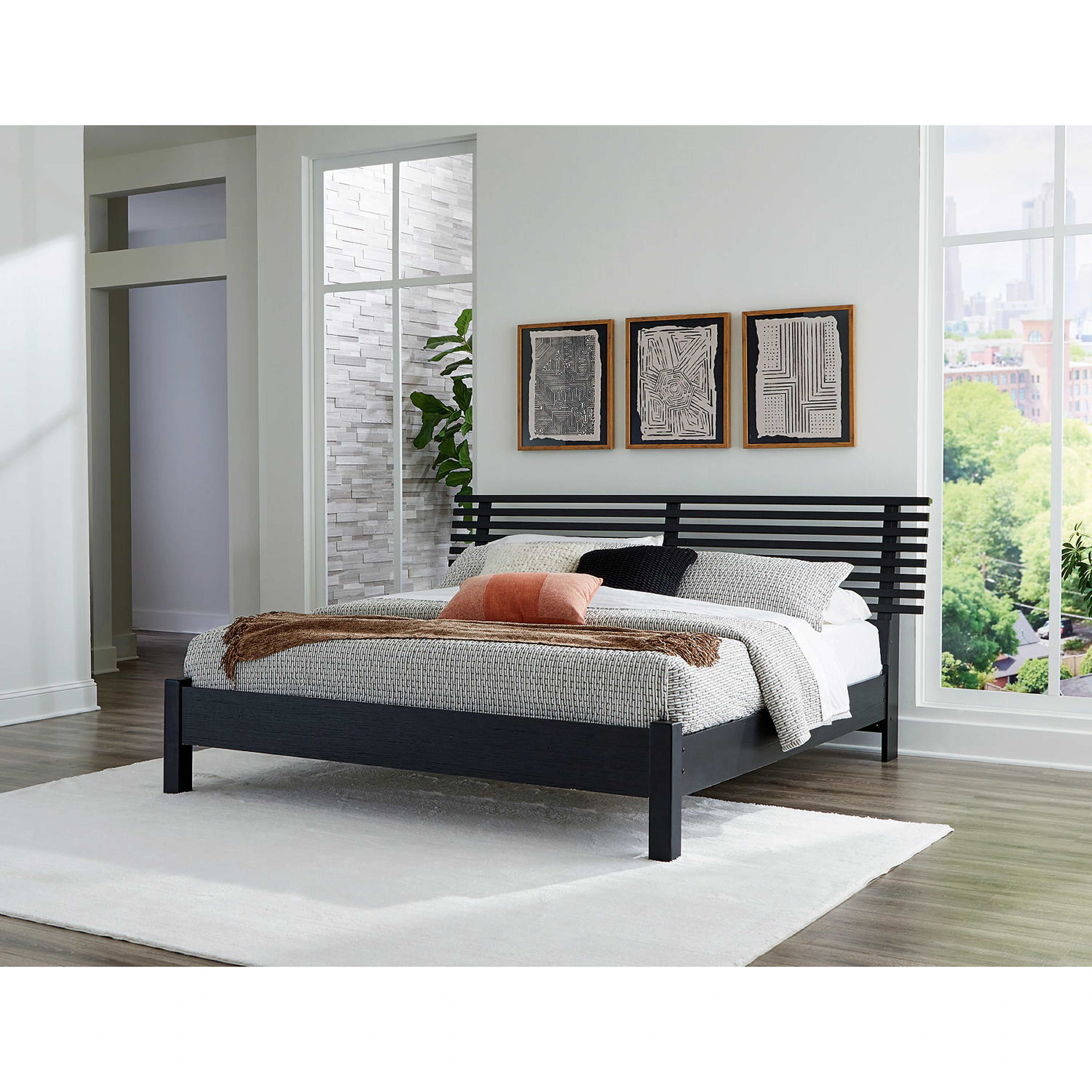 Danziar 6 Piece Slat Platform Bedroom - Black - Image 29