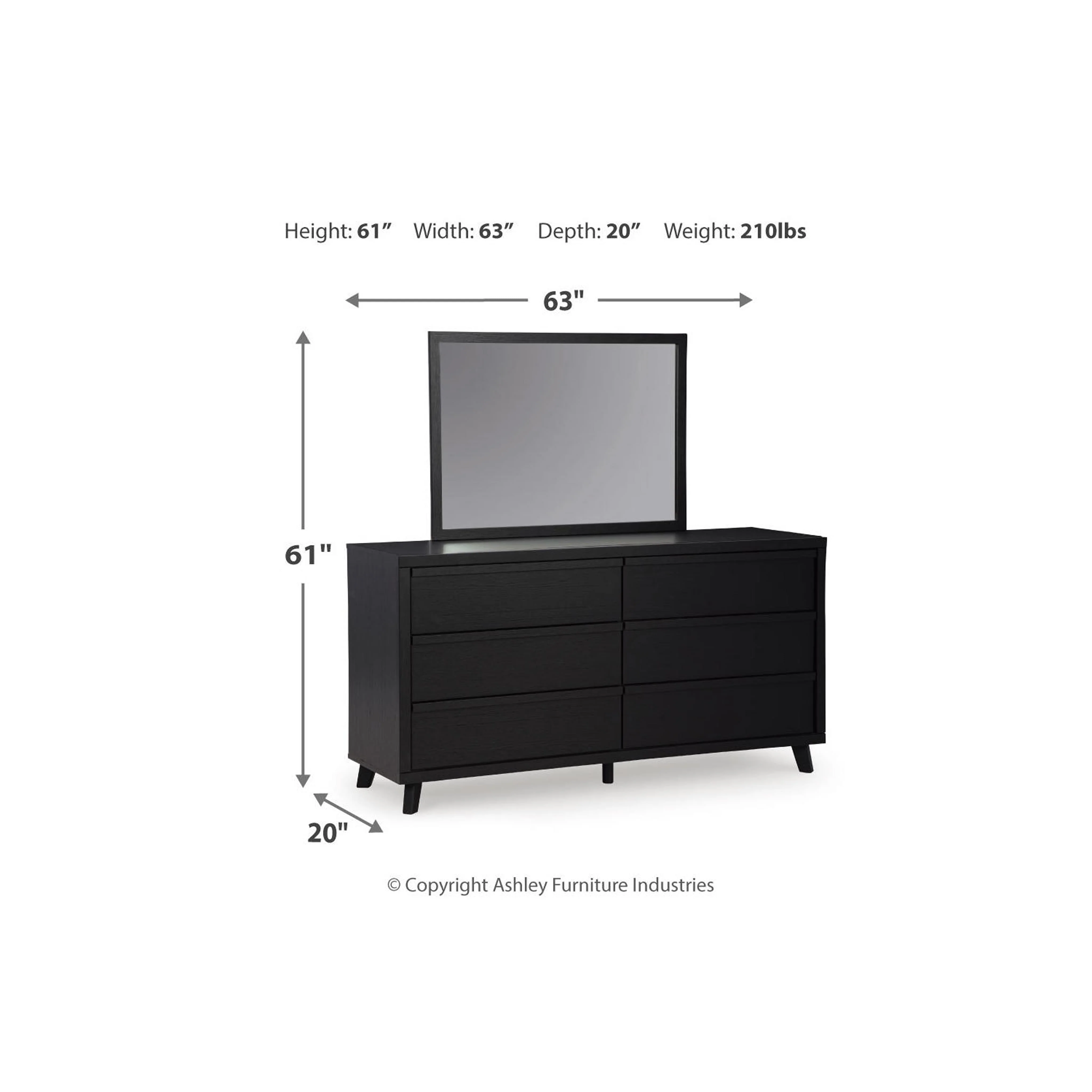 Danziar 6 Piece Slat Platform Bedroom - Black - Image 31