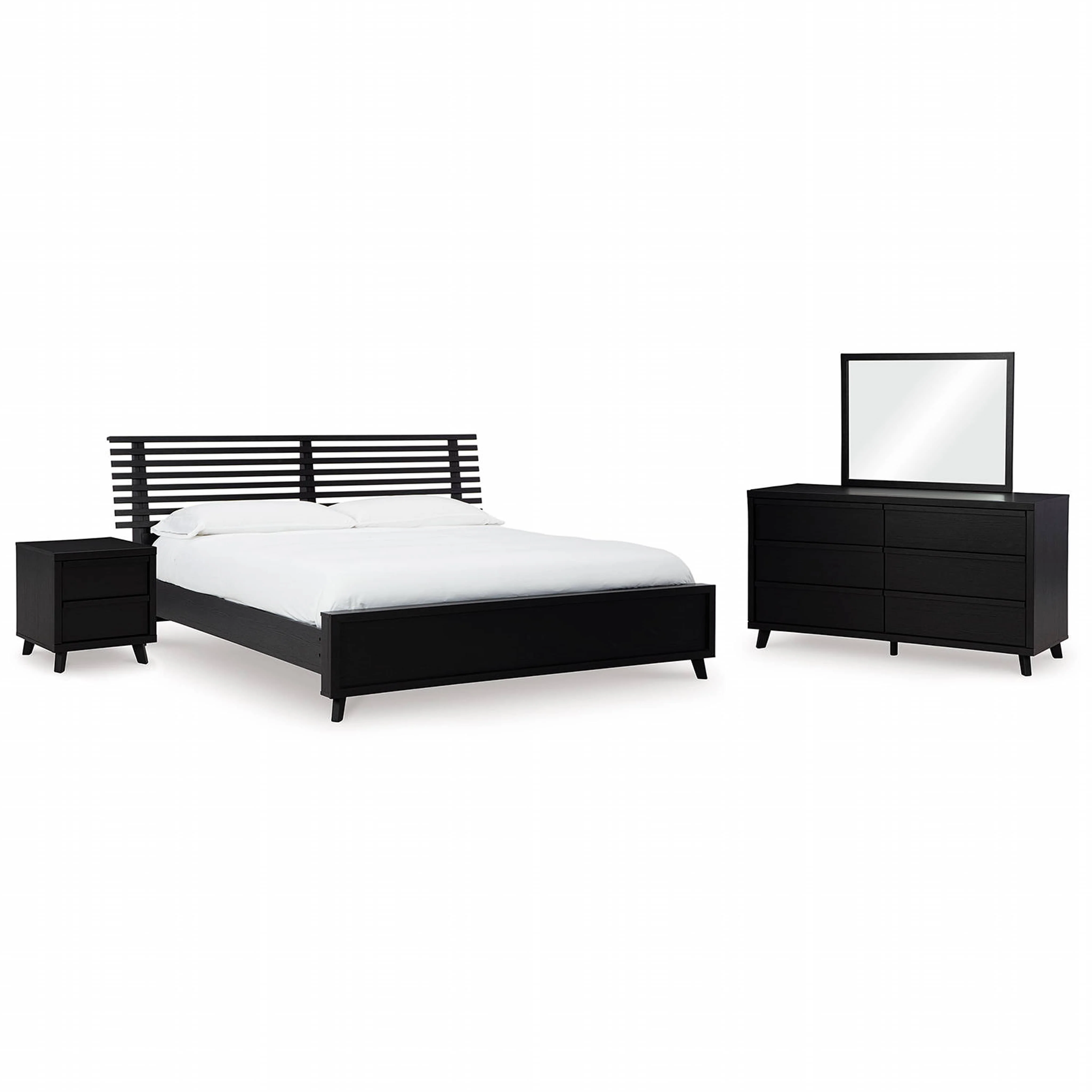 Danziar 6 Piece Slat Platform Bedroom - Black - Image 24