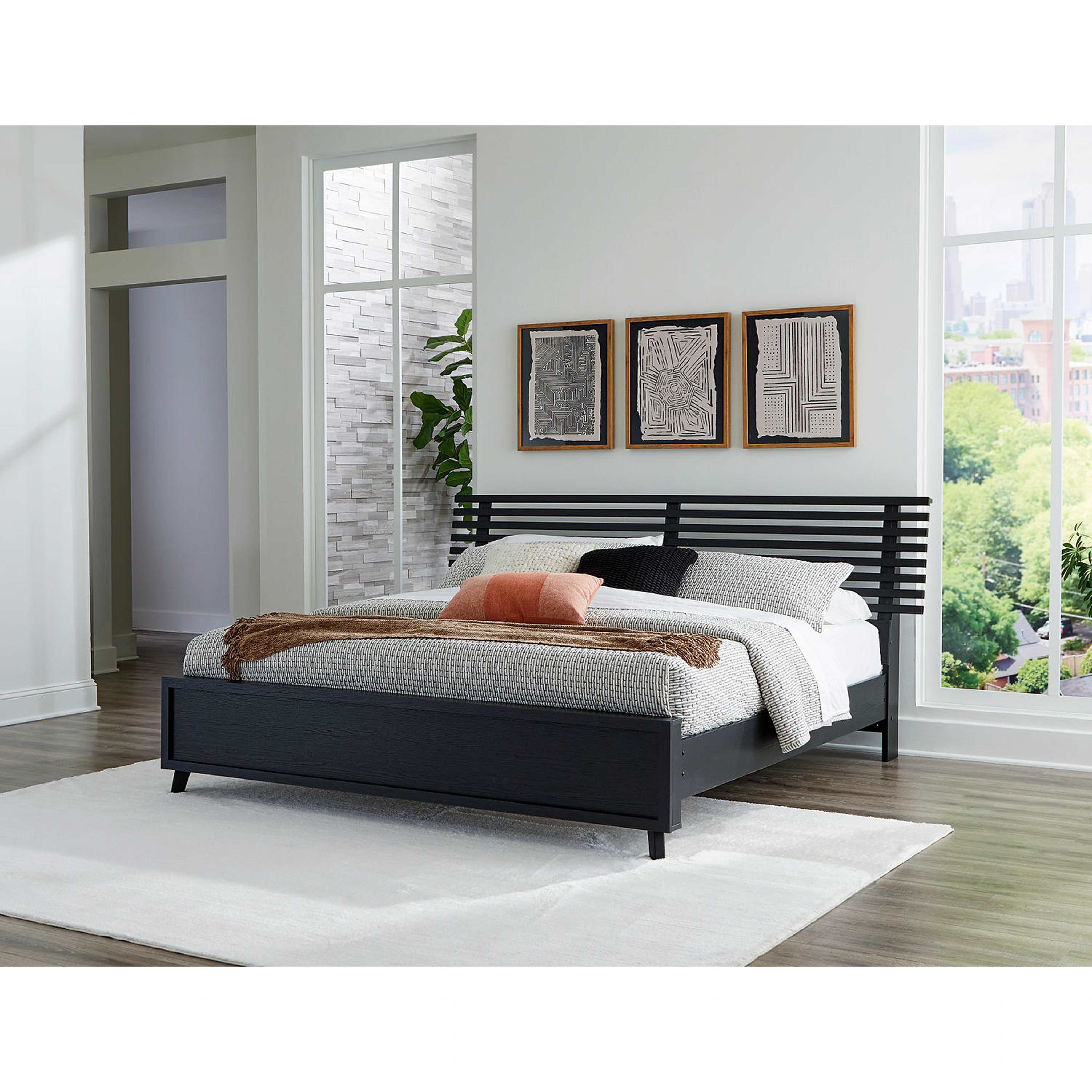 Danziar 6 Piece Slat Platform Bedroom - Black - Image 29
