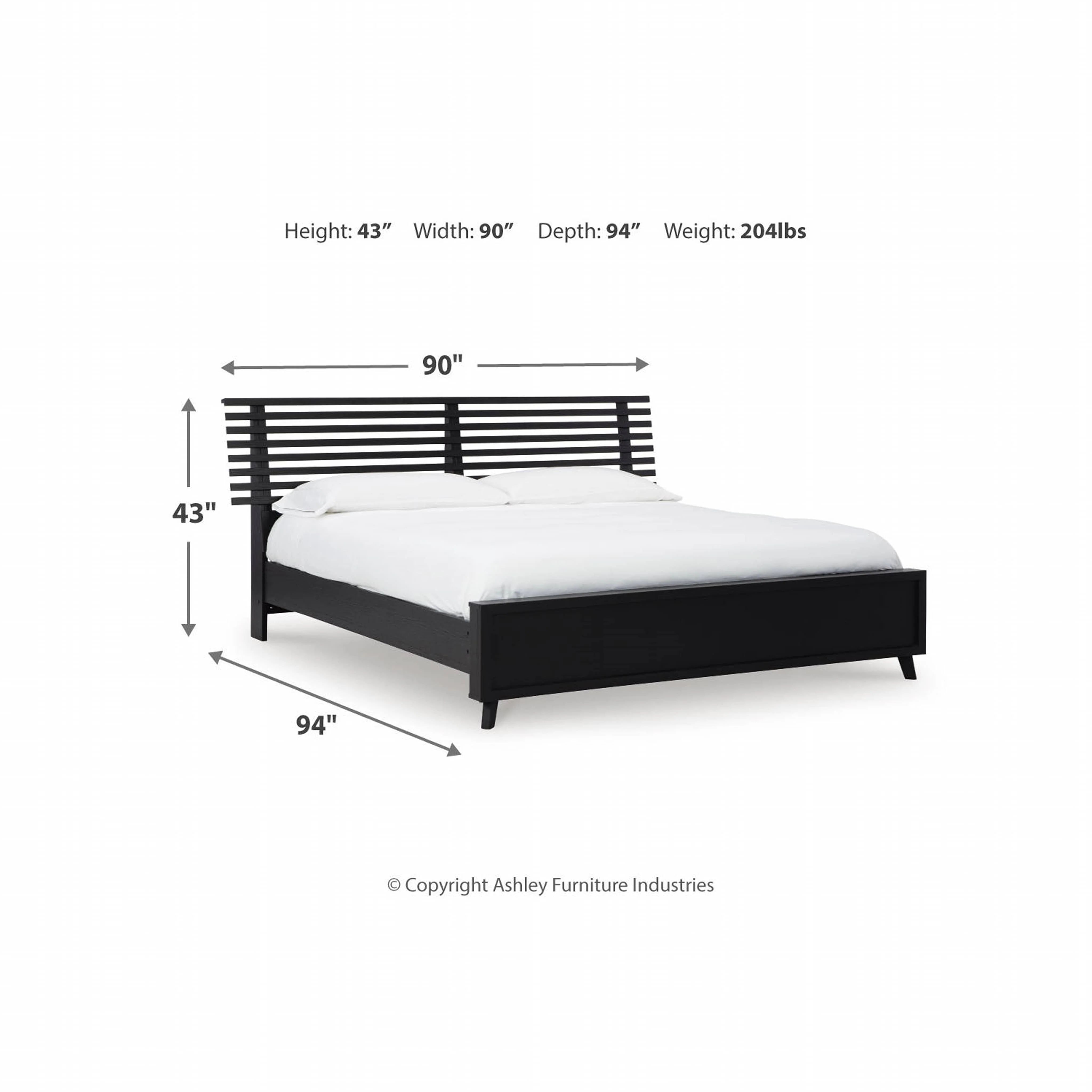 Danziar 6 Piece Slat Platform Bedroom - Black - Image 32