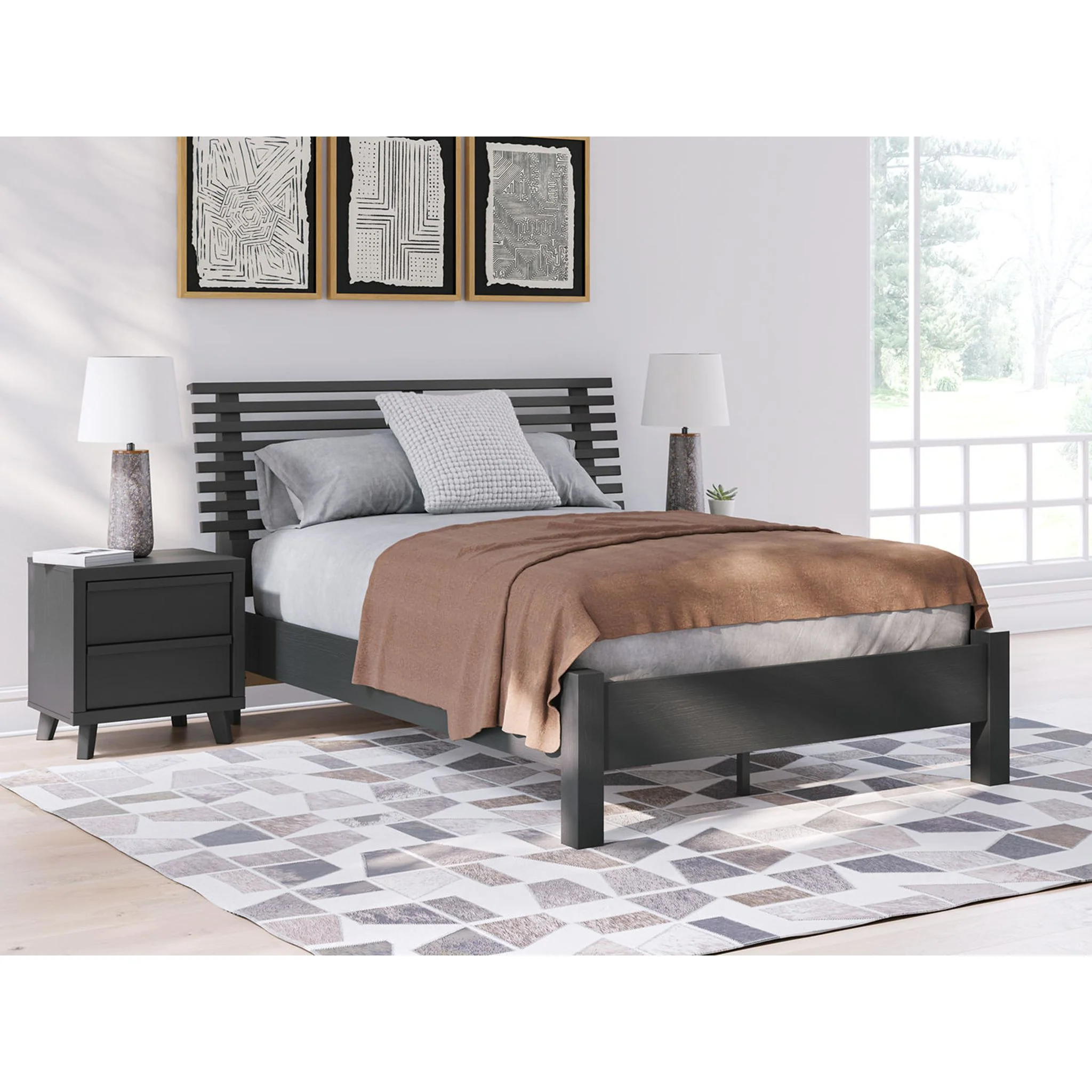 Danziar Full Slat Platform Bed - Black - Image 2