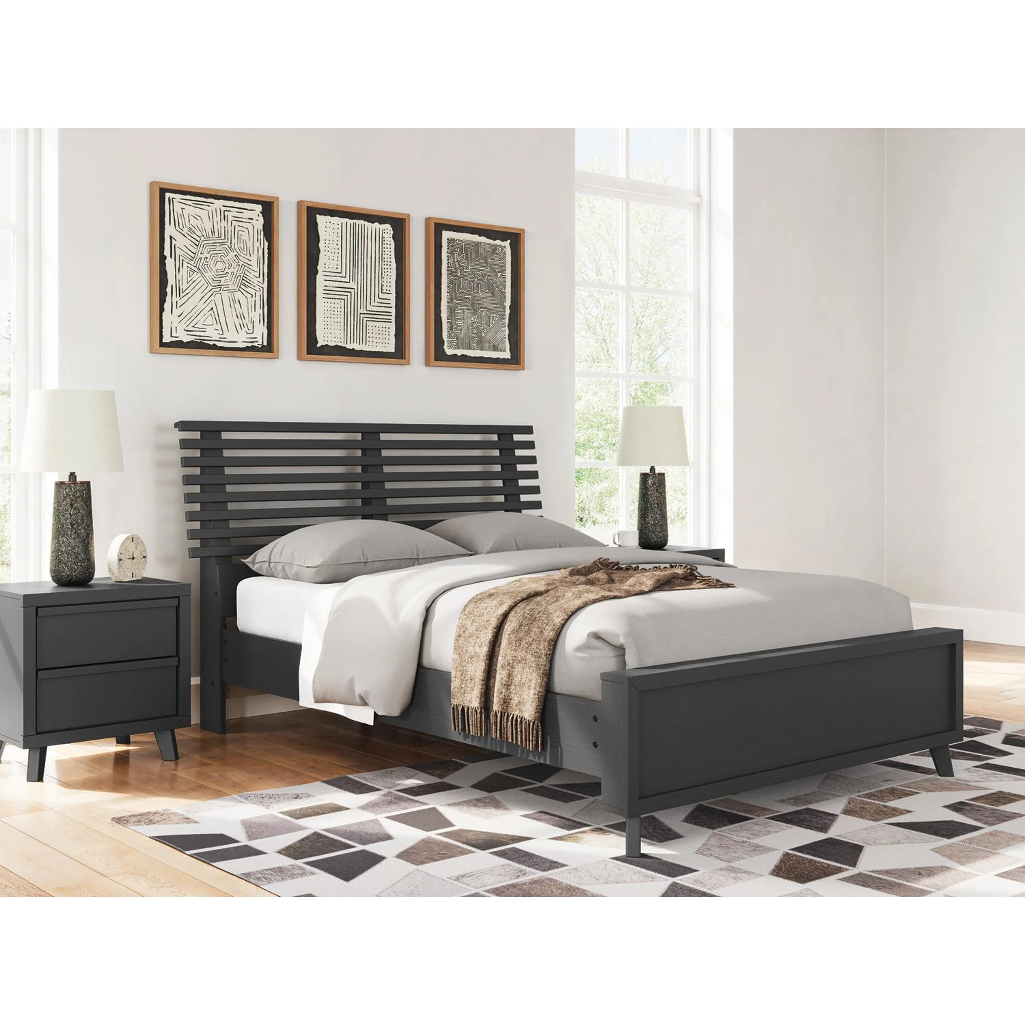 Danziar Full Slat Platform Bed - Black - Image 2