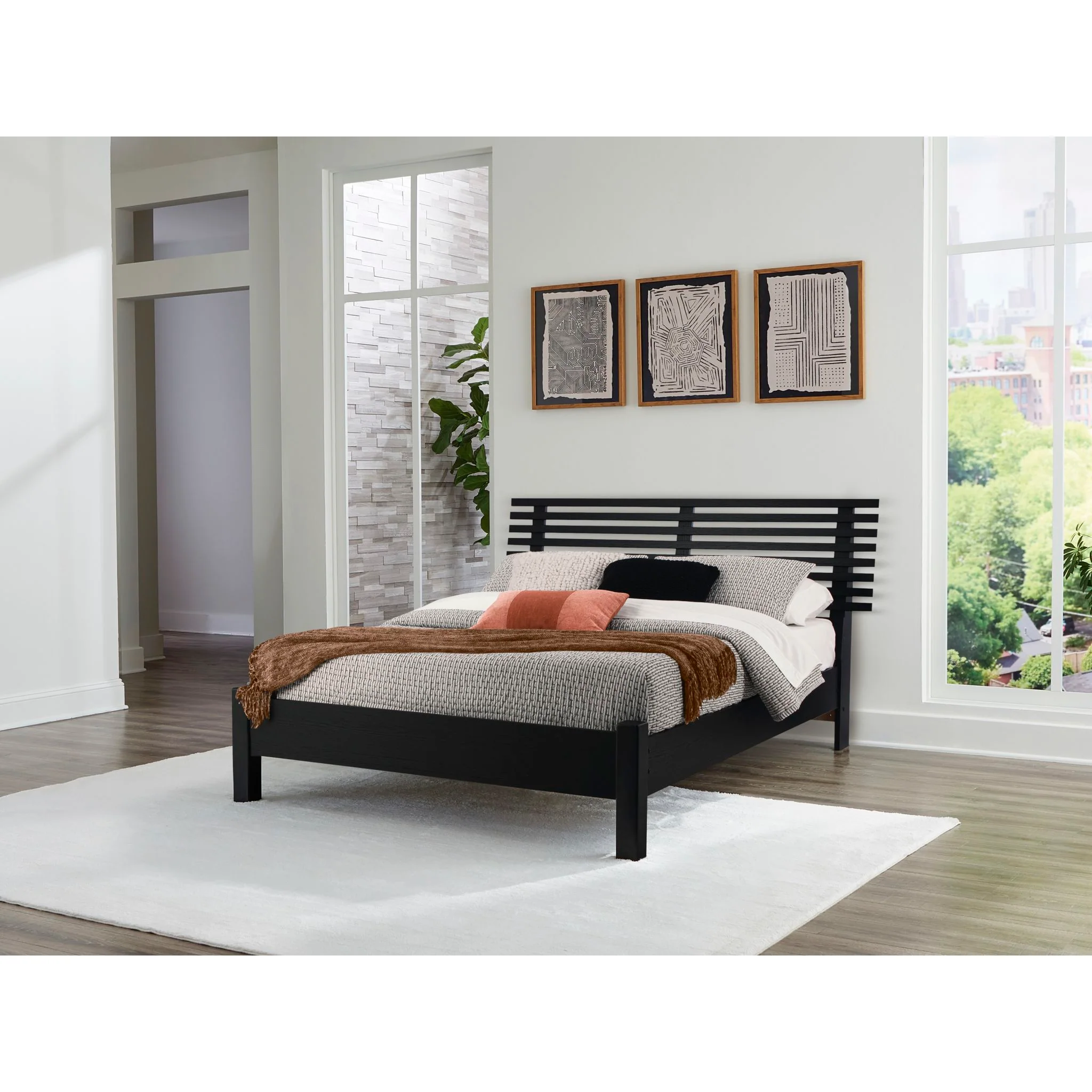 Danziar Slat Platform Bed - Black - Image 2