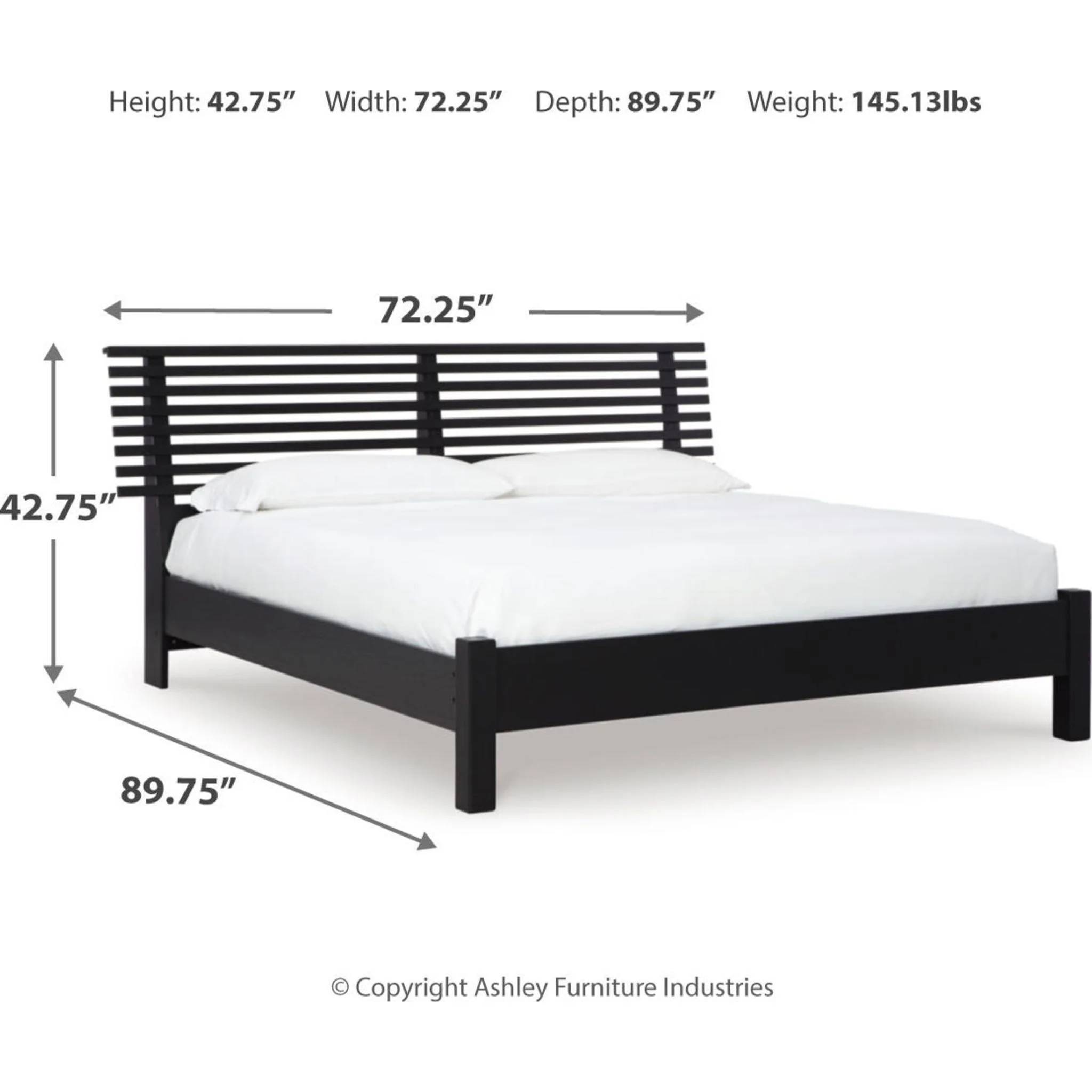 Danziar Slat Platform Bed - Black - Image 9