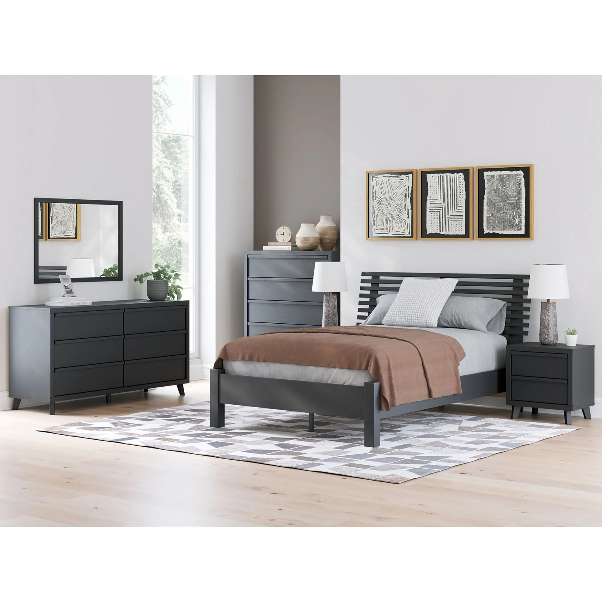 Danziar Slat Platform Bed - Black - Image 19