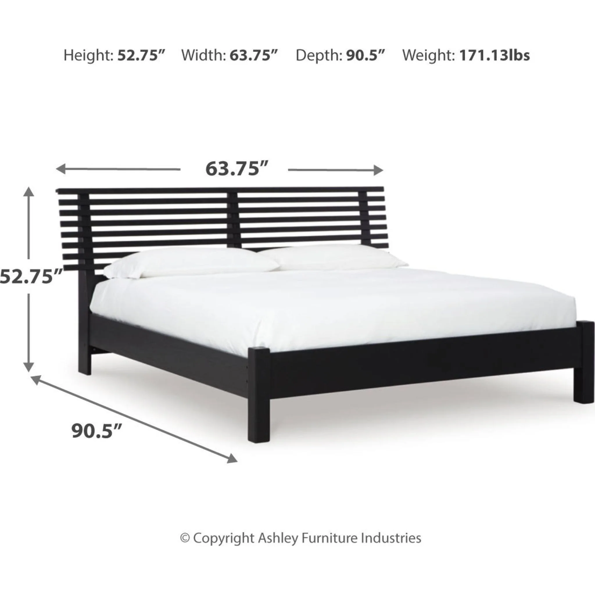 Danziar Slat Platform Bed - Black - Image 9