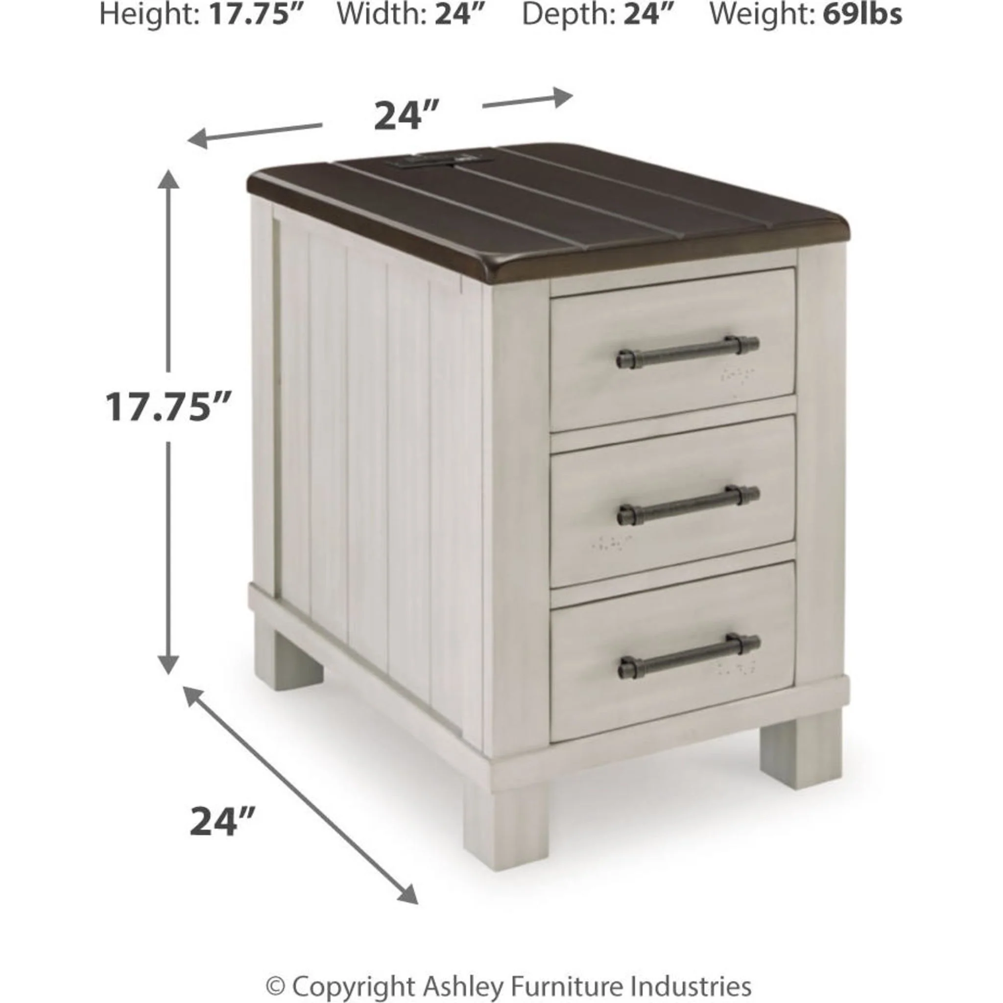Darborn Chair Side End Table - Gray/Brown - Image 9