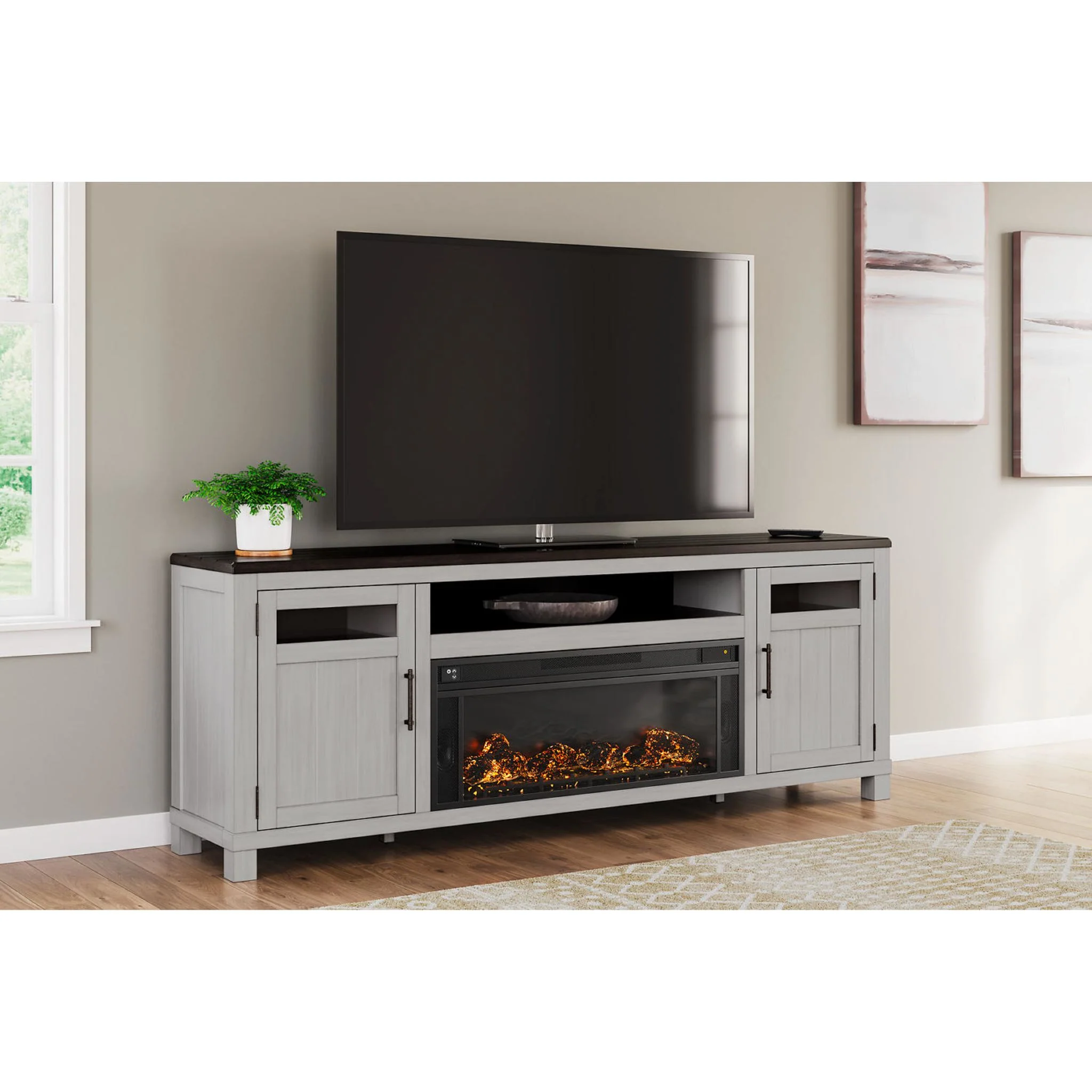 Darborn TV Stand with Fireplace - Gray/Brown - Image 2