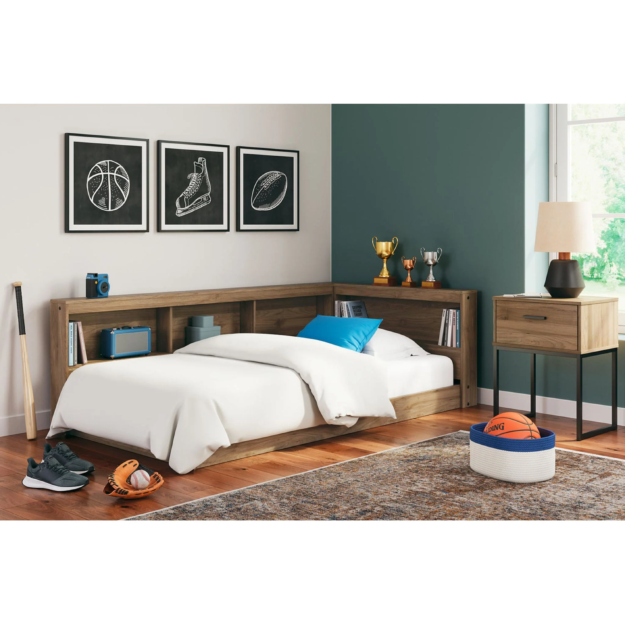 Deanlow Twin Bookcase Storage Bed - Honey - Image 2