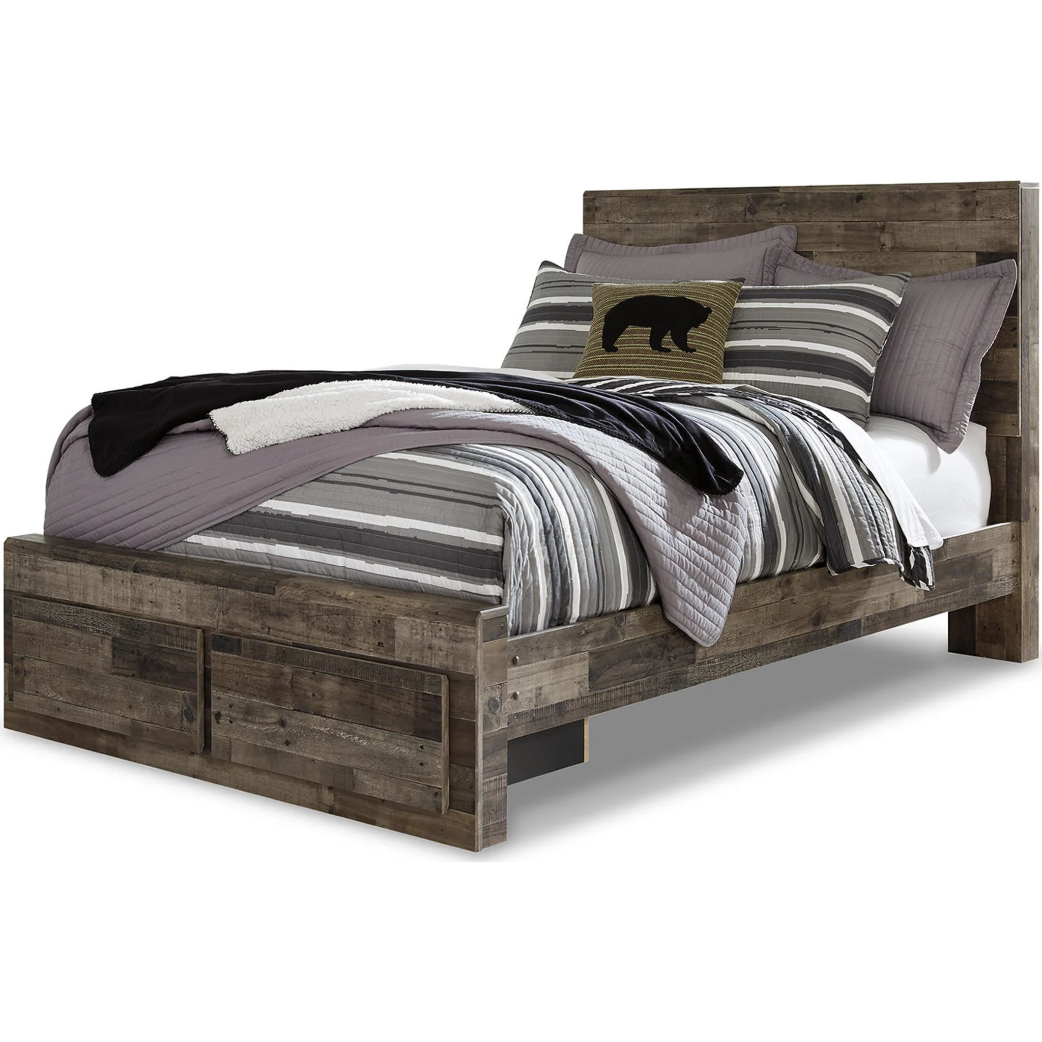 Derekson Full Panel Bed with Footboard Storage - Multi Gray - Image 11