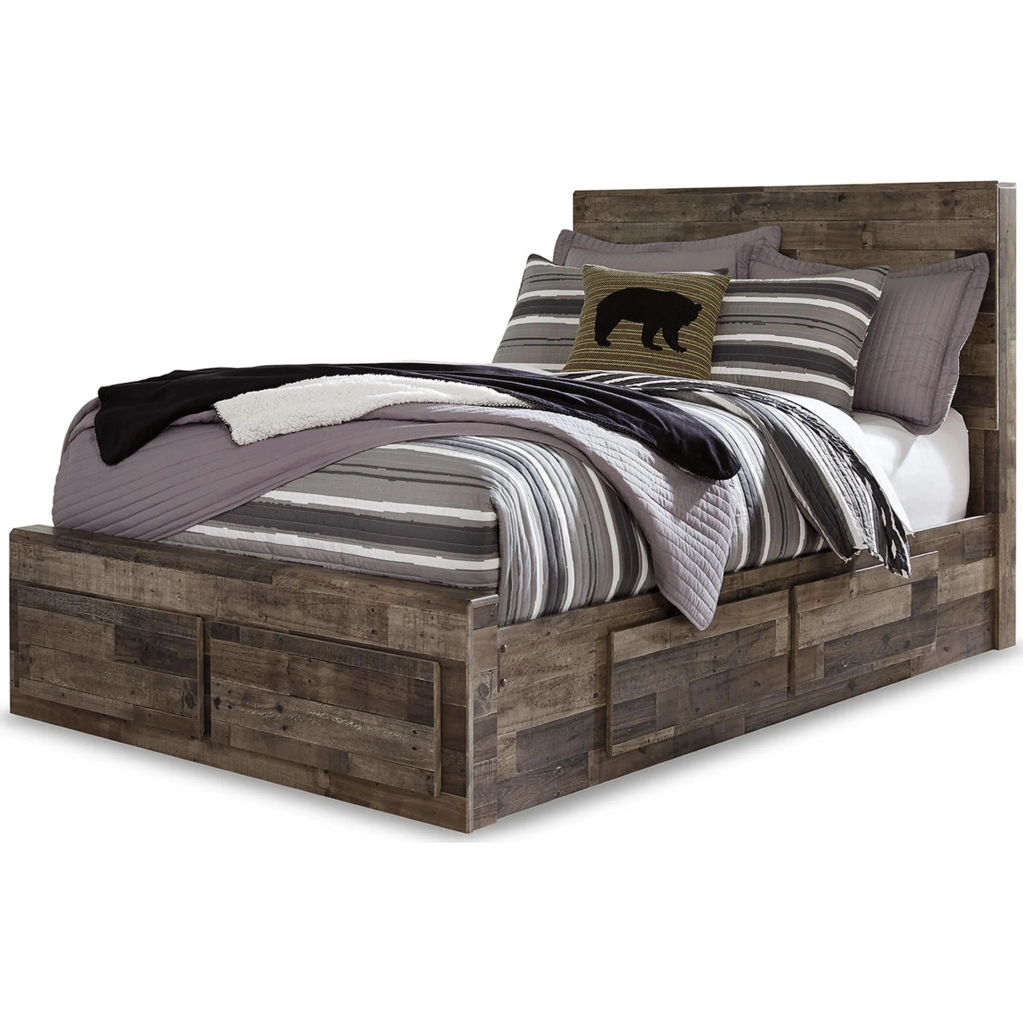 Full Panel Bed with 6 Drawer Storage - Multi Gray - Image 13