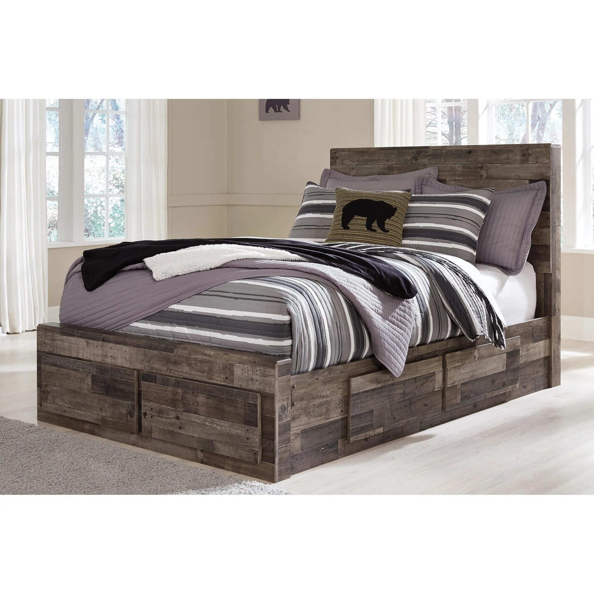 Full Panel Bed with 6 Drawer Storage - Multi Gray - Image 14