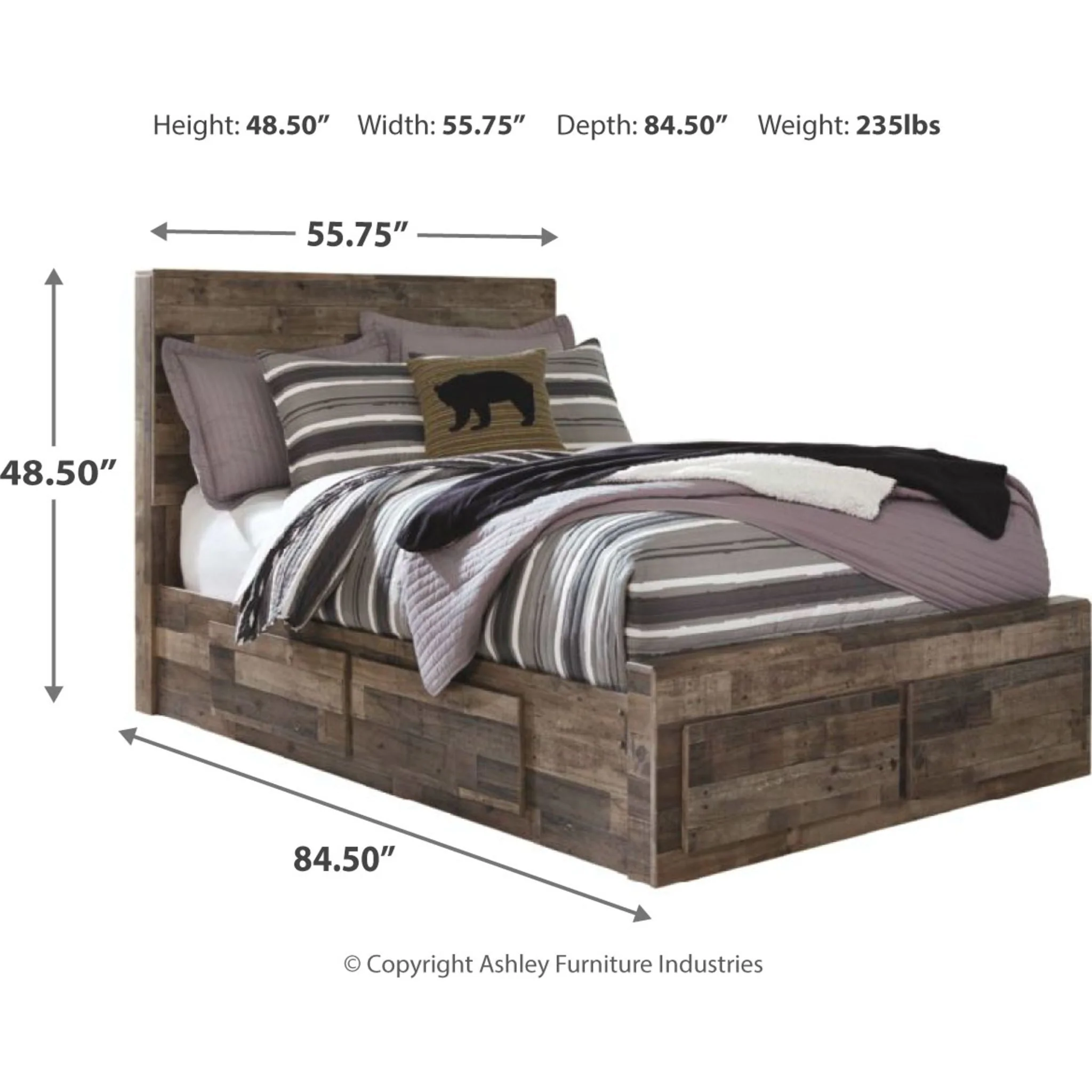 Full Panel Bed with 6 Drawer Storage - Multi Gray - Image 4