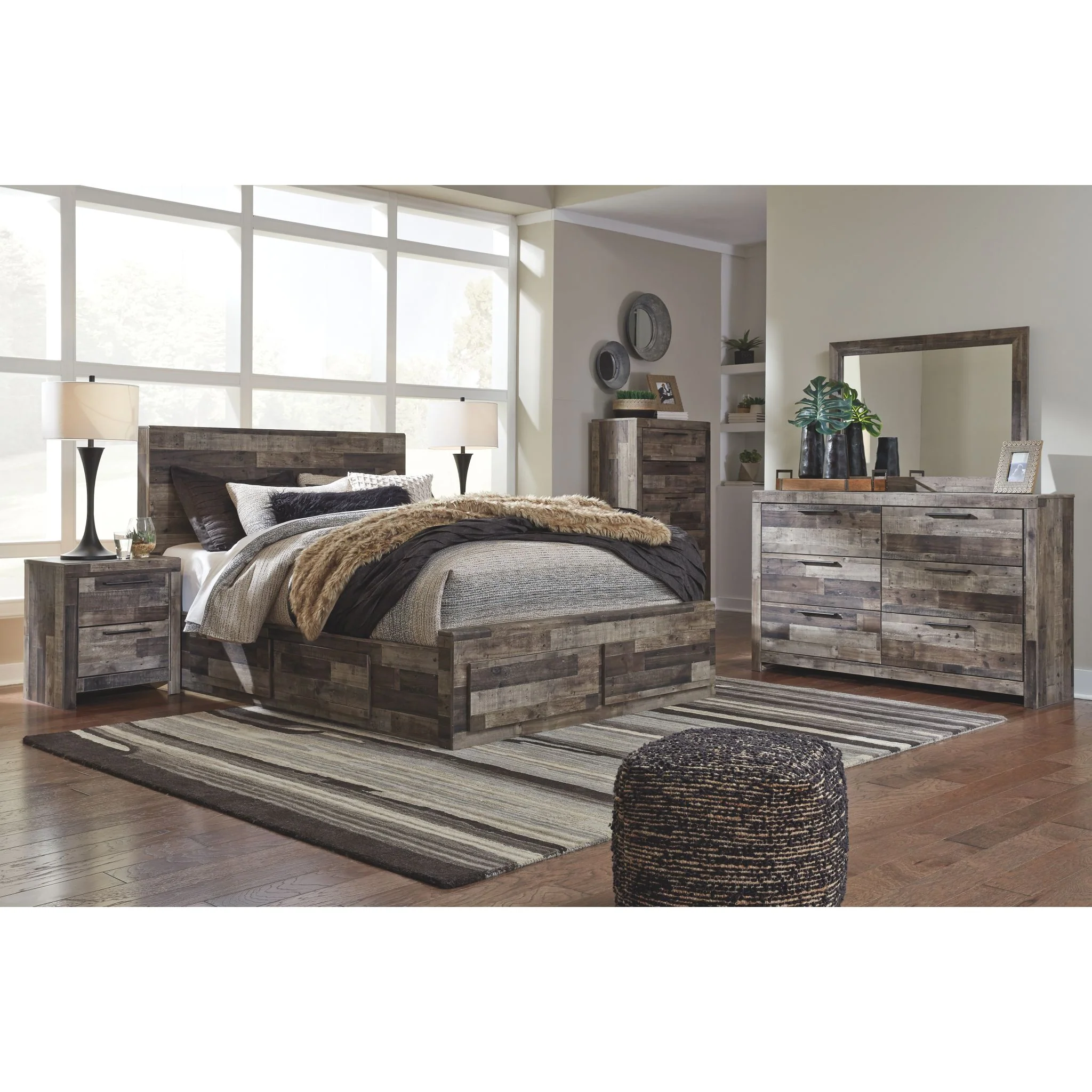 Full Panel Bed with 6 Drawer Storage - Multi Gray - Image 7