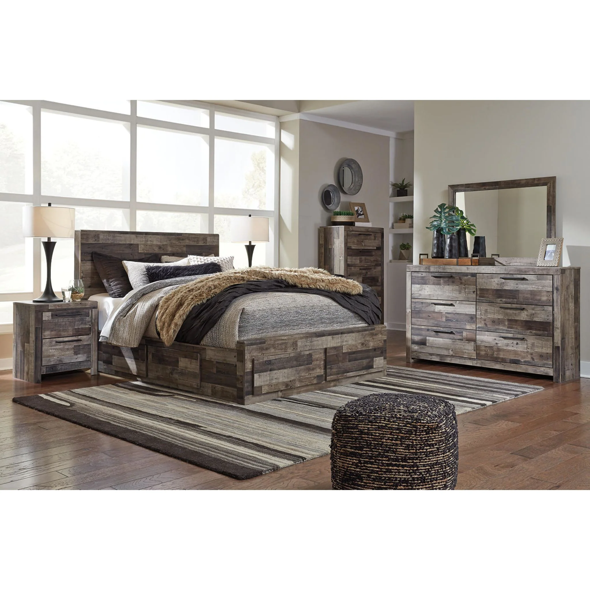 Full Panel Bed with 6 Drawer Storage - Multi Gray - Image 9