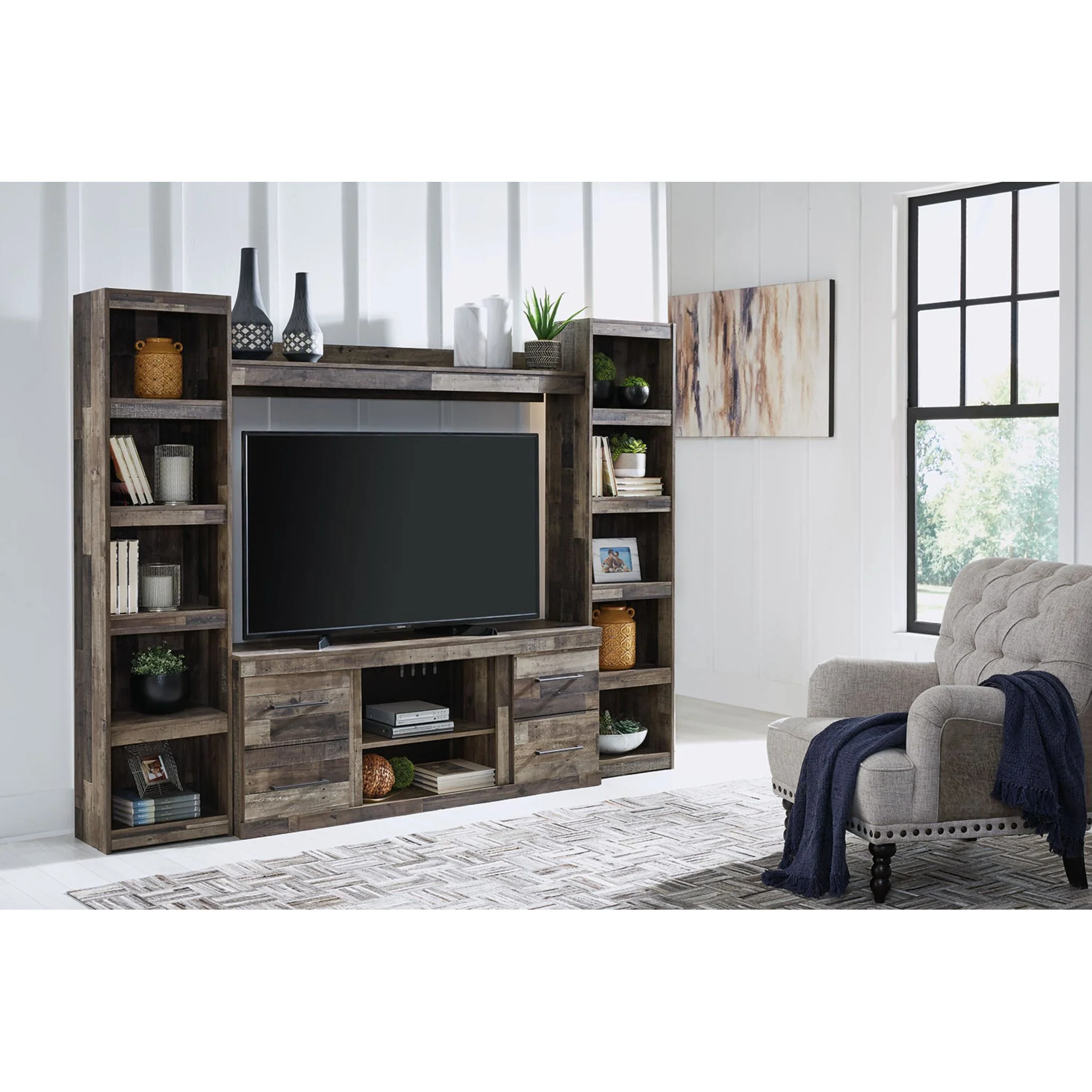 Derekson 4 Piece Entertainment Unit - Multi Gray - Image 2