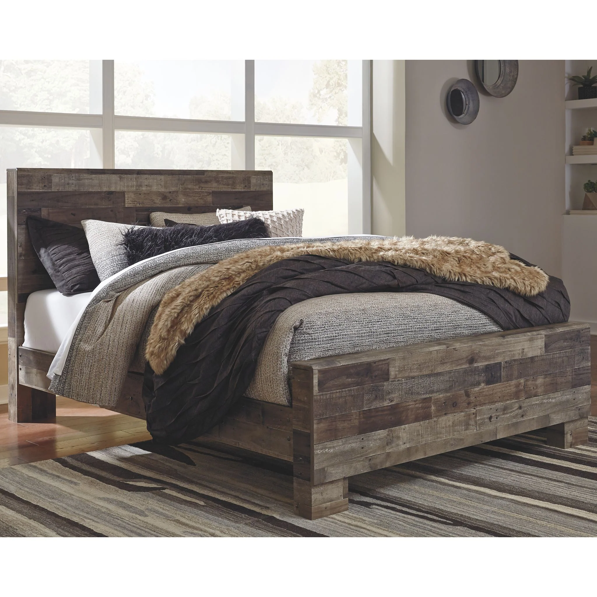 Derekson 5 Piece Queen Panel Bedroom - Multi Gray - Image 5