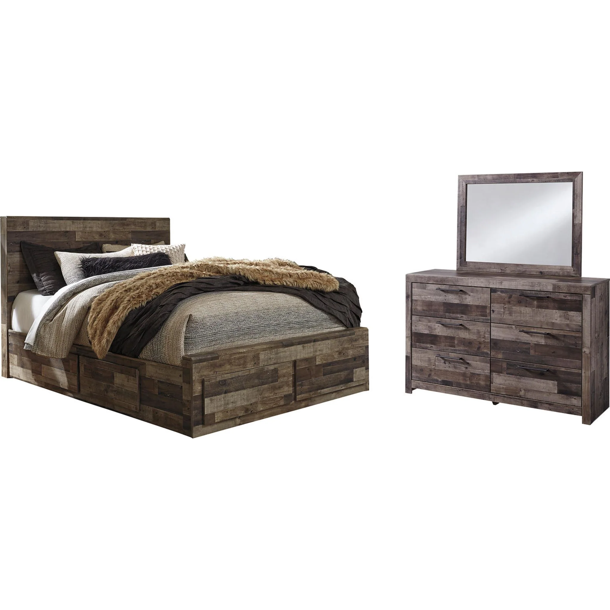 Derekson 5 Piece Queen Storage Bedroom - Multi Gray - Image 2