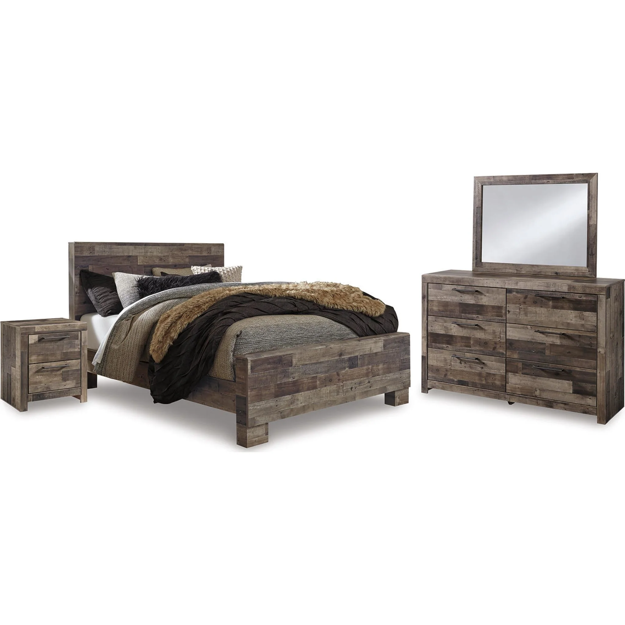 Derekson 6 Piece Panel Bedroom - Multi Gray - Image 2